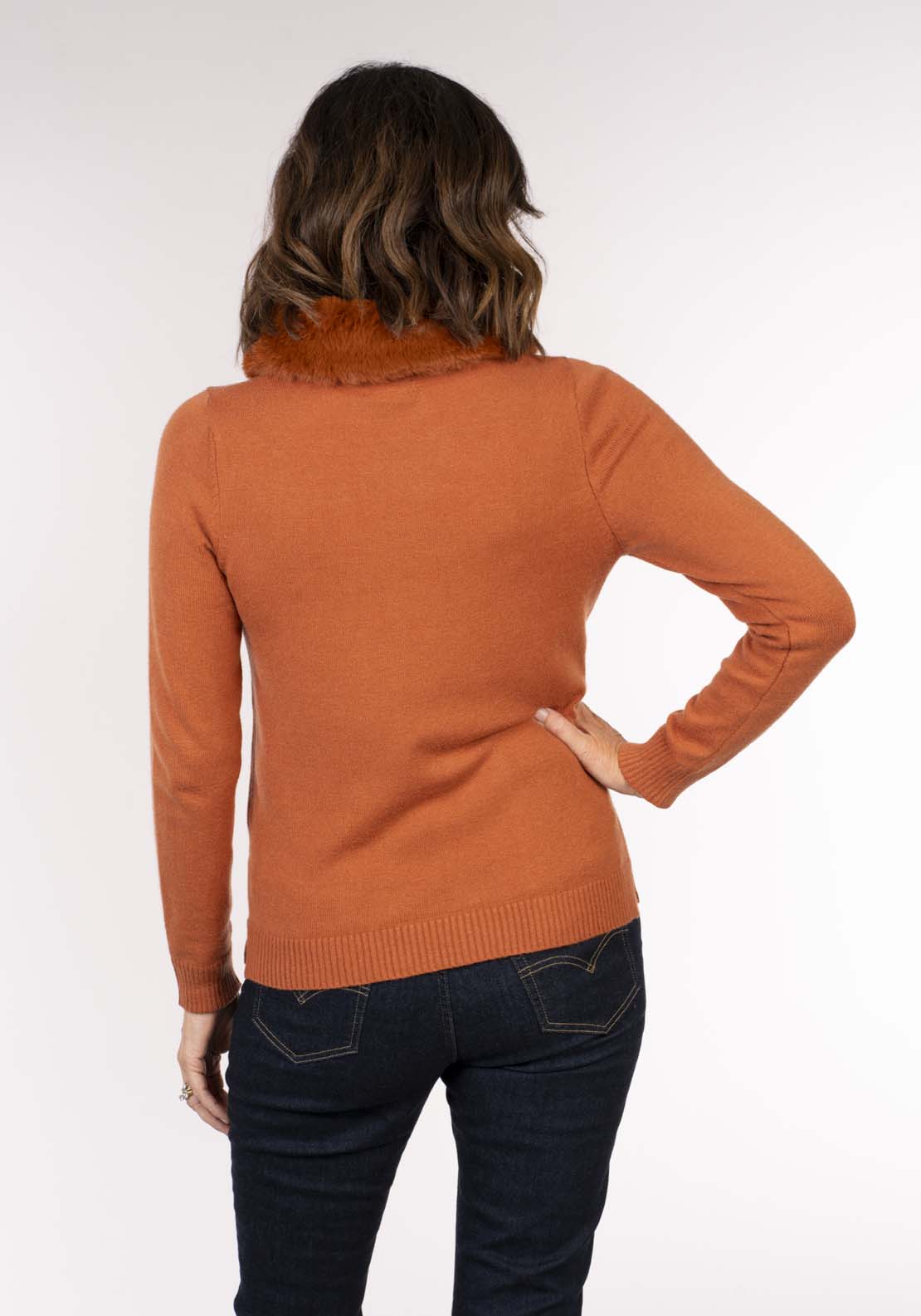Naoise Fur Collar Sweater - Orange 2 Shaws Department Stores