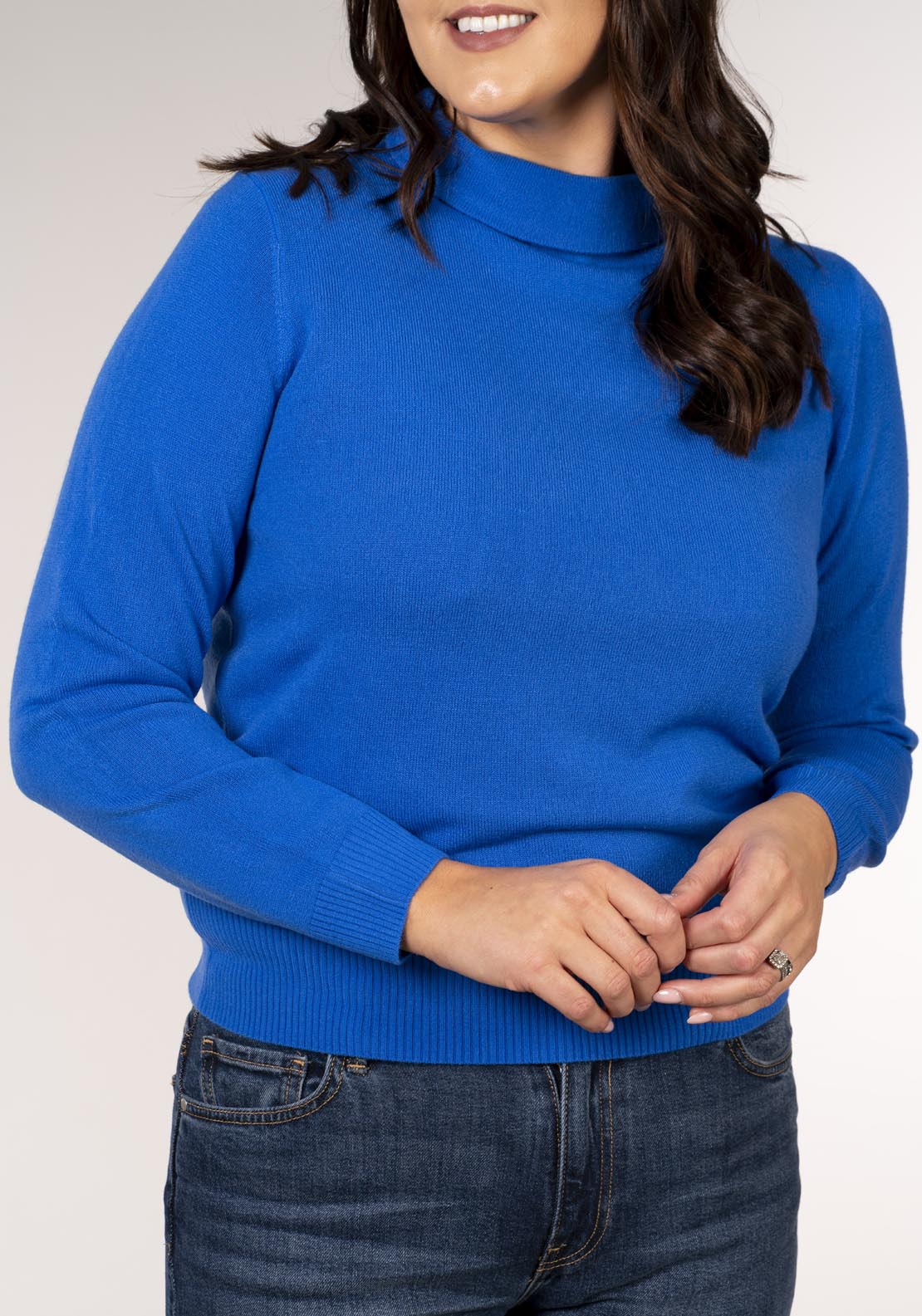Tea Lane Cashmillon Mini Cowl Jumper - Blue 5 Shaws Department Stores
