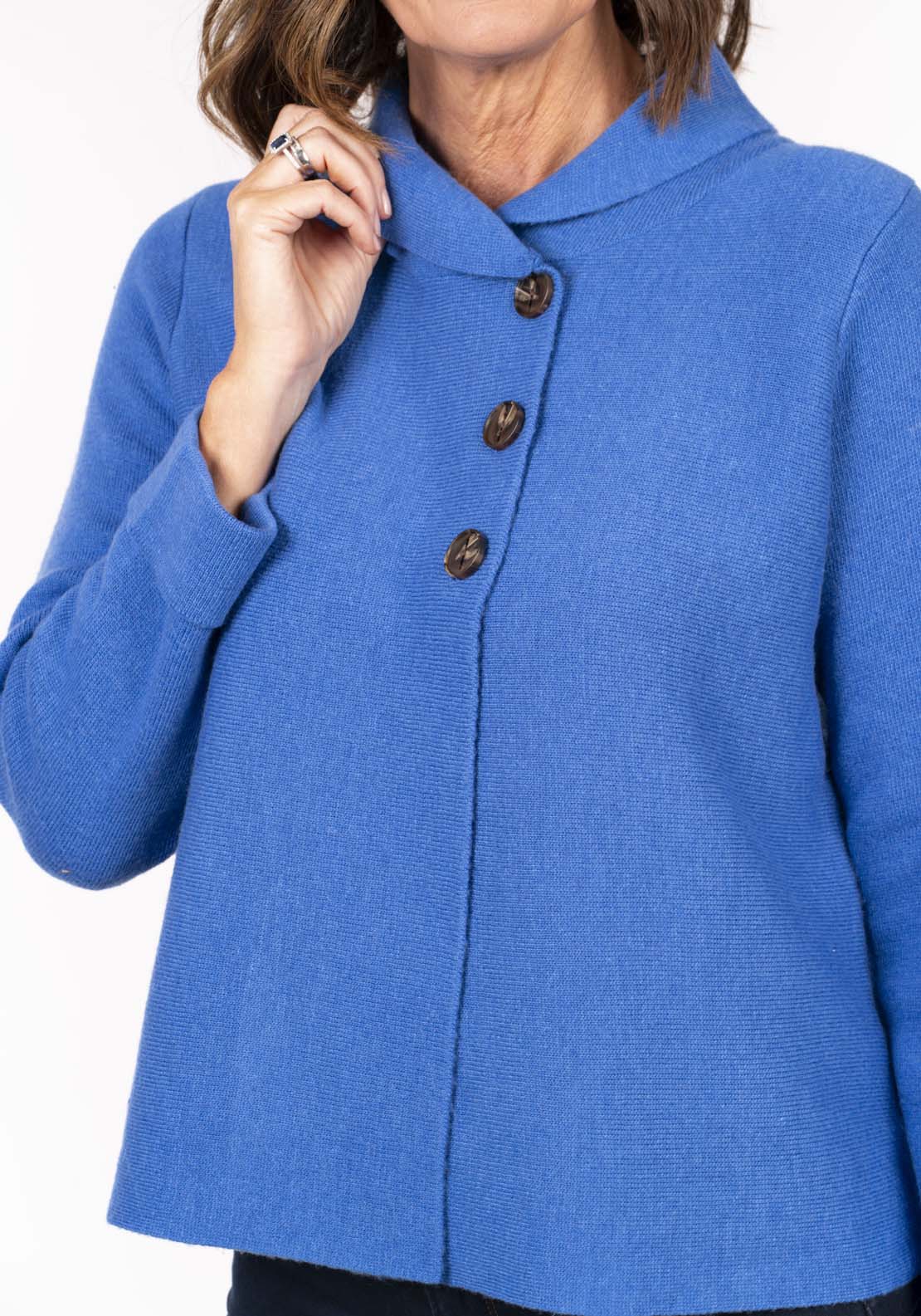 Tea Lane Roll Neck Horizontal Jacket - Blue 2 Shaws Department Stores