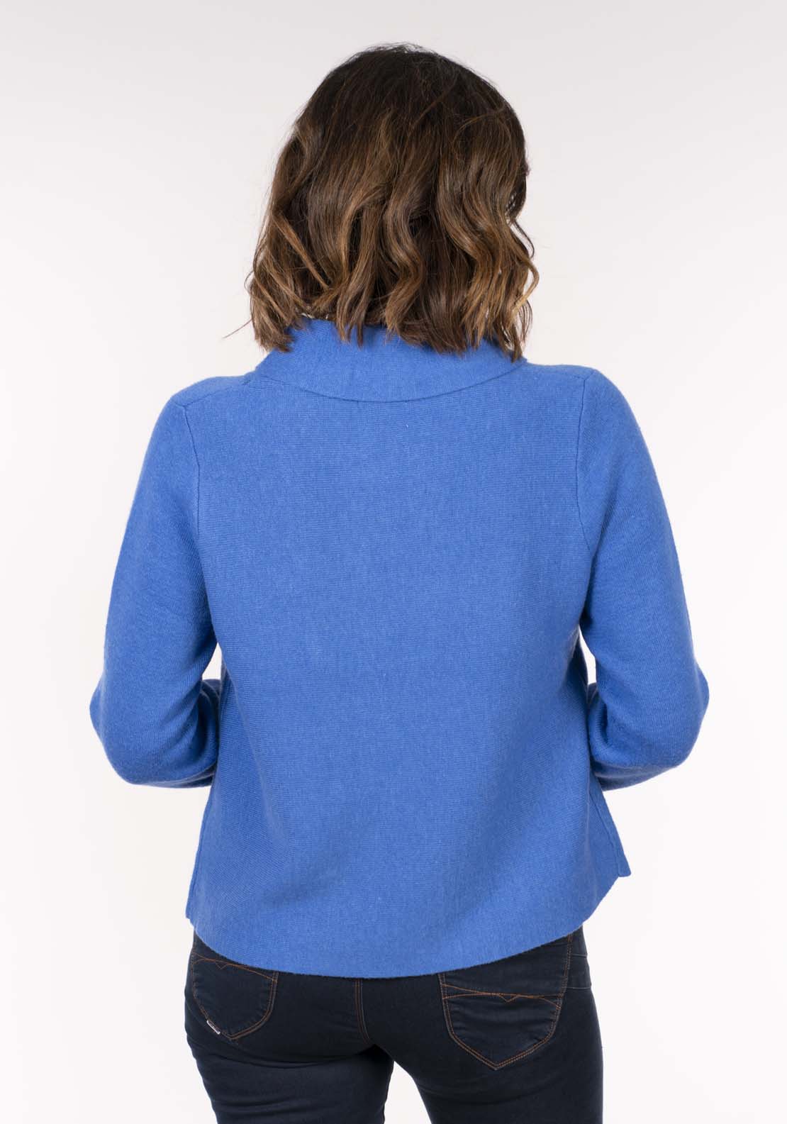 Tea Lane Roll Neck Horizontal Jacket - Blue 3 Shaws Department Stores
