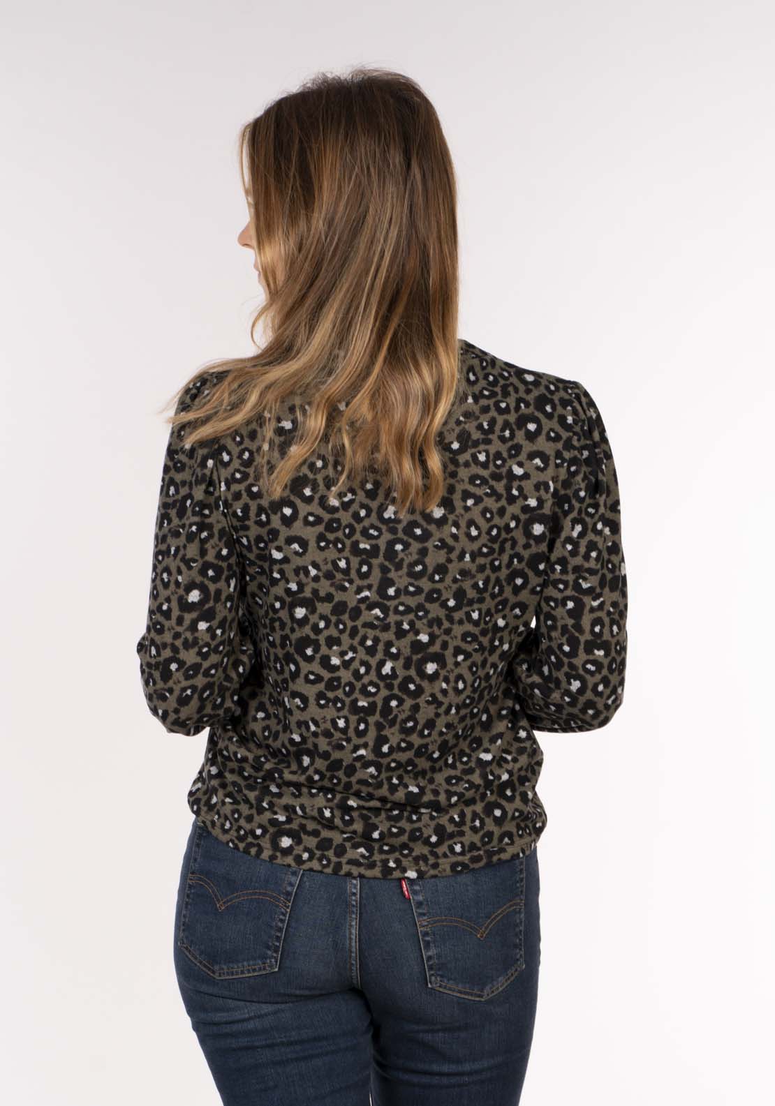Naoise Warm Knit Top - Olive Leopard 5 Shaws Department Stores