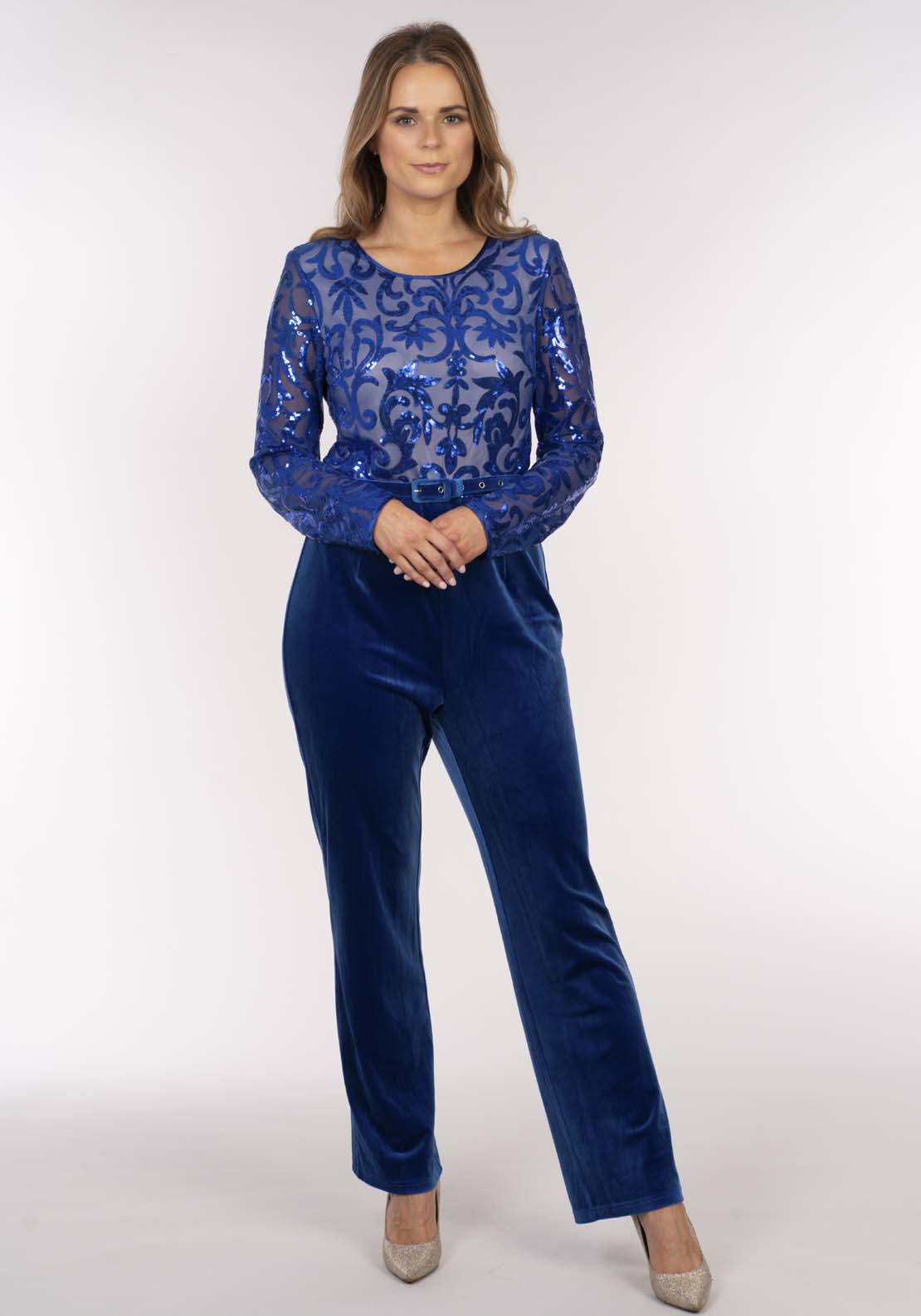 Naoise Blue Sequin Jumpsuit - Blue 9 Shaws Department Stores