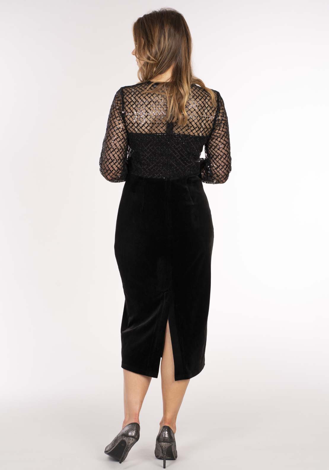 Naoise Lattice Sequin Dress - Black 6 Shaws Department Stores