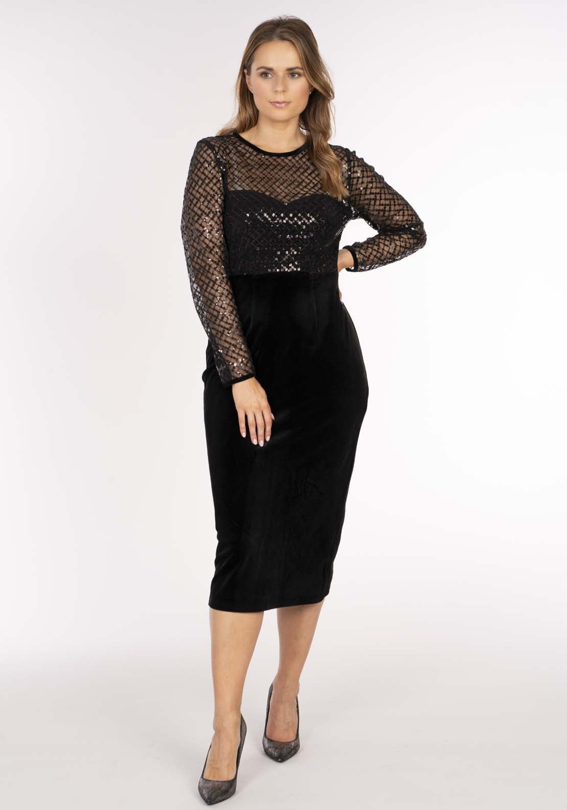 Naoise Lattice Sequin Dress - Black 5 Shaws Department Stores