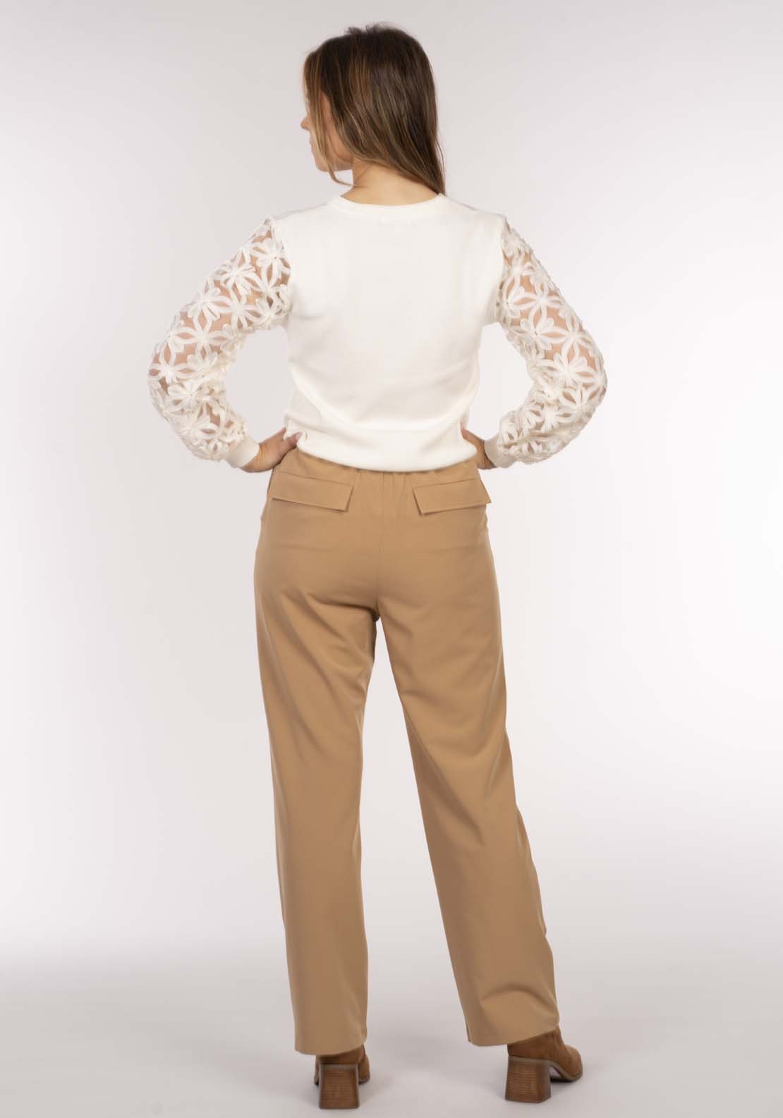 Naoise Lace Sleeve Sweater - Ivory 6 Shaws Department Stores