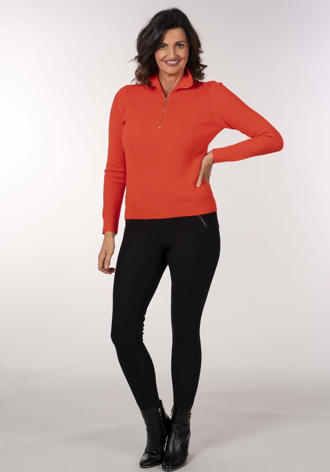 Tea Lane Cashmillon Zip Neck - Nectarin 6 Shaws Department Stores