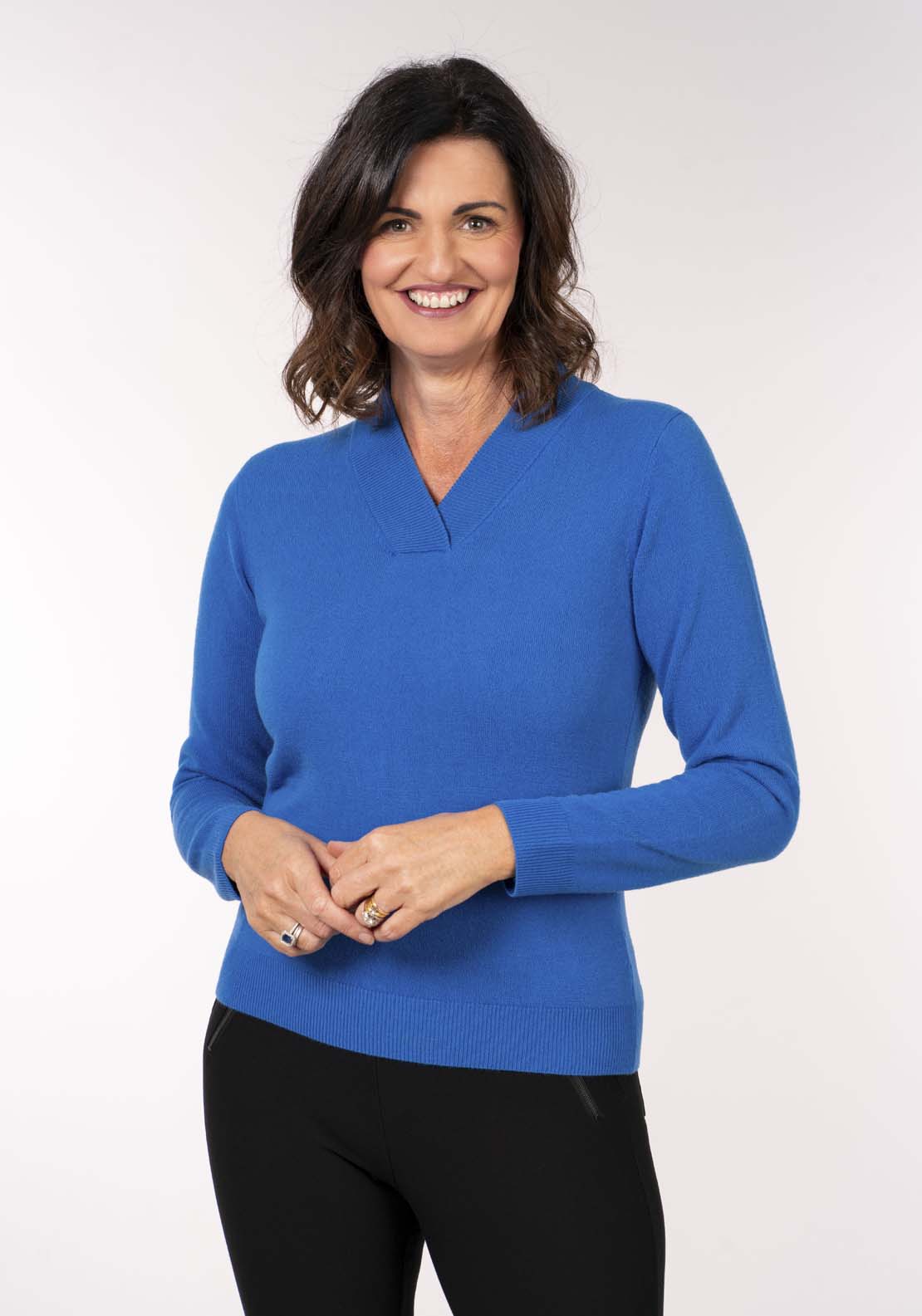 Tea Lane Cashmillon V Neck Sweater - Ocean 2 Shaws Department Stores