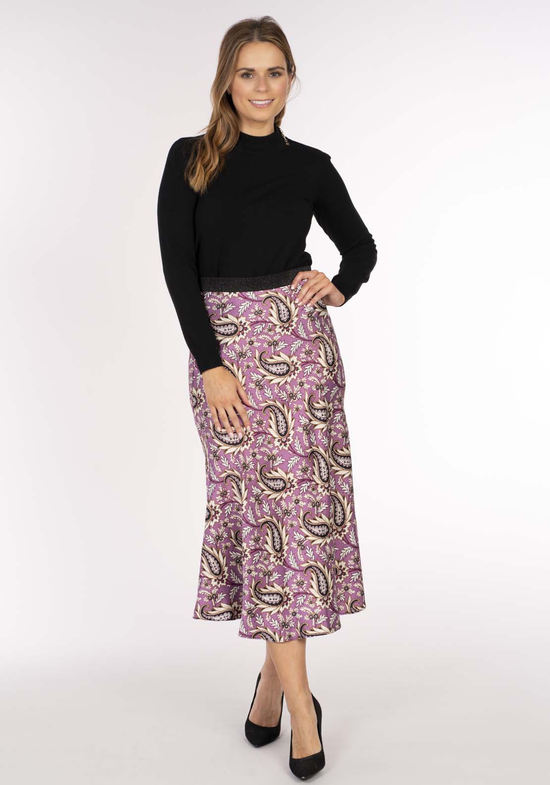Naoise Paisley Print Skirt - Pink / Black 1 Shaws Department Stores