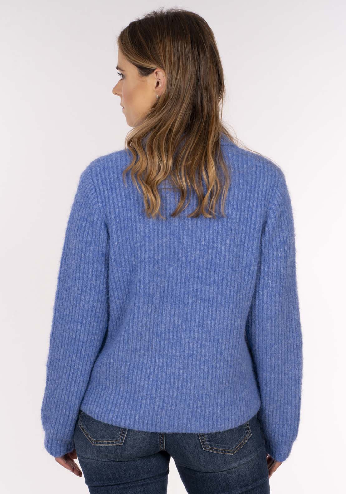 Naoise Johnny Collar Sweater - Blue 5 Shaws Department Stores