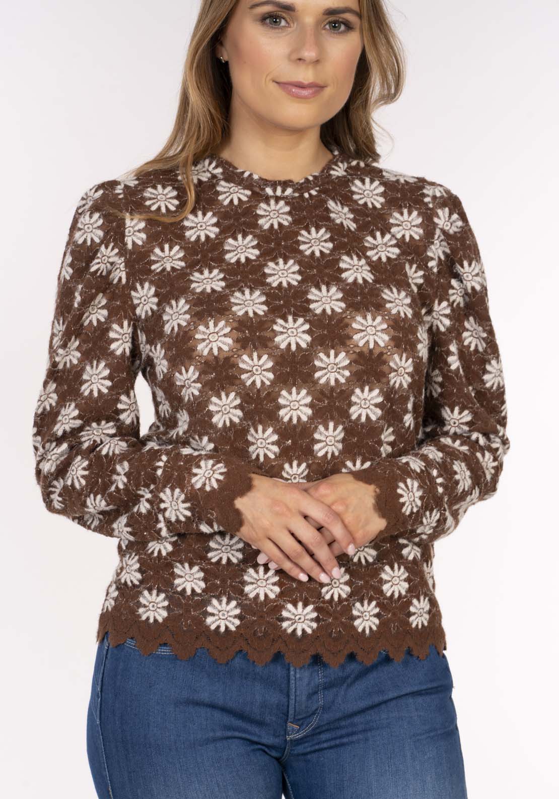 Naoise Lace Top - Brown 3 Shaws Department Stores