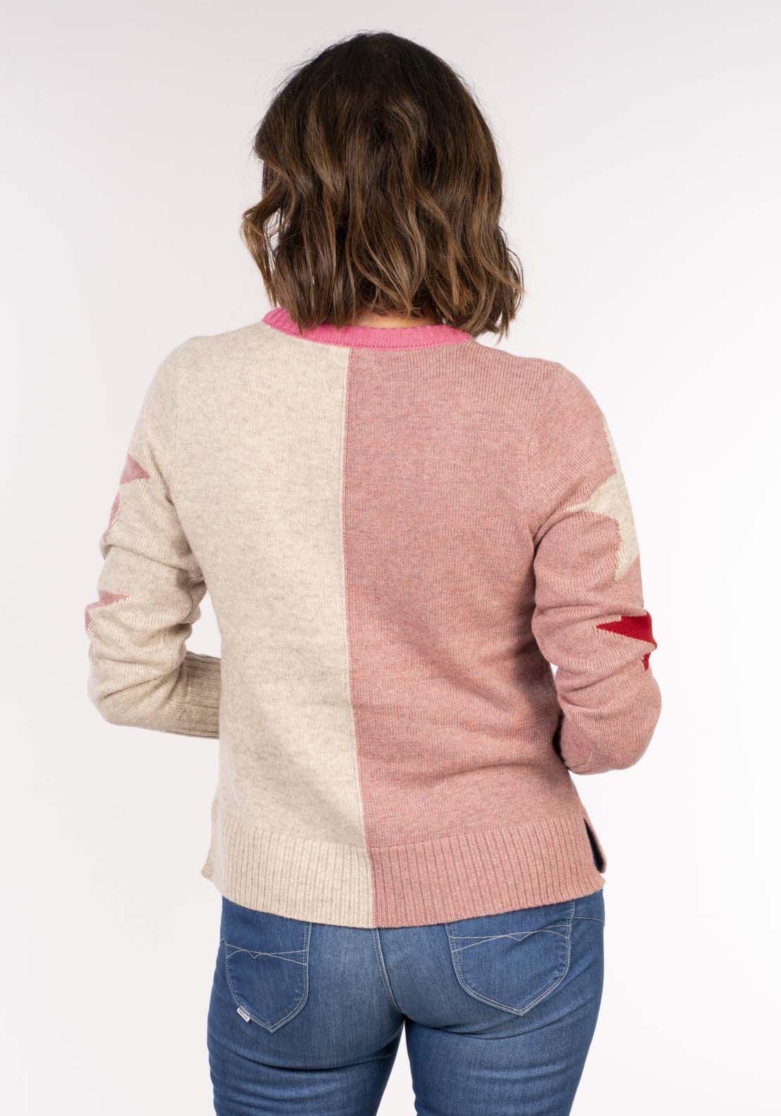 Naoise Star Sweater - Red Orange Taupe 3 Shaws Department Stores