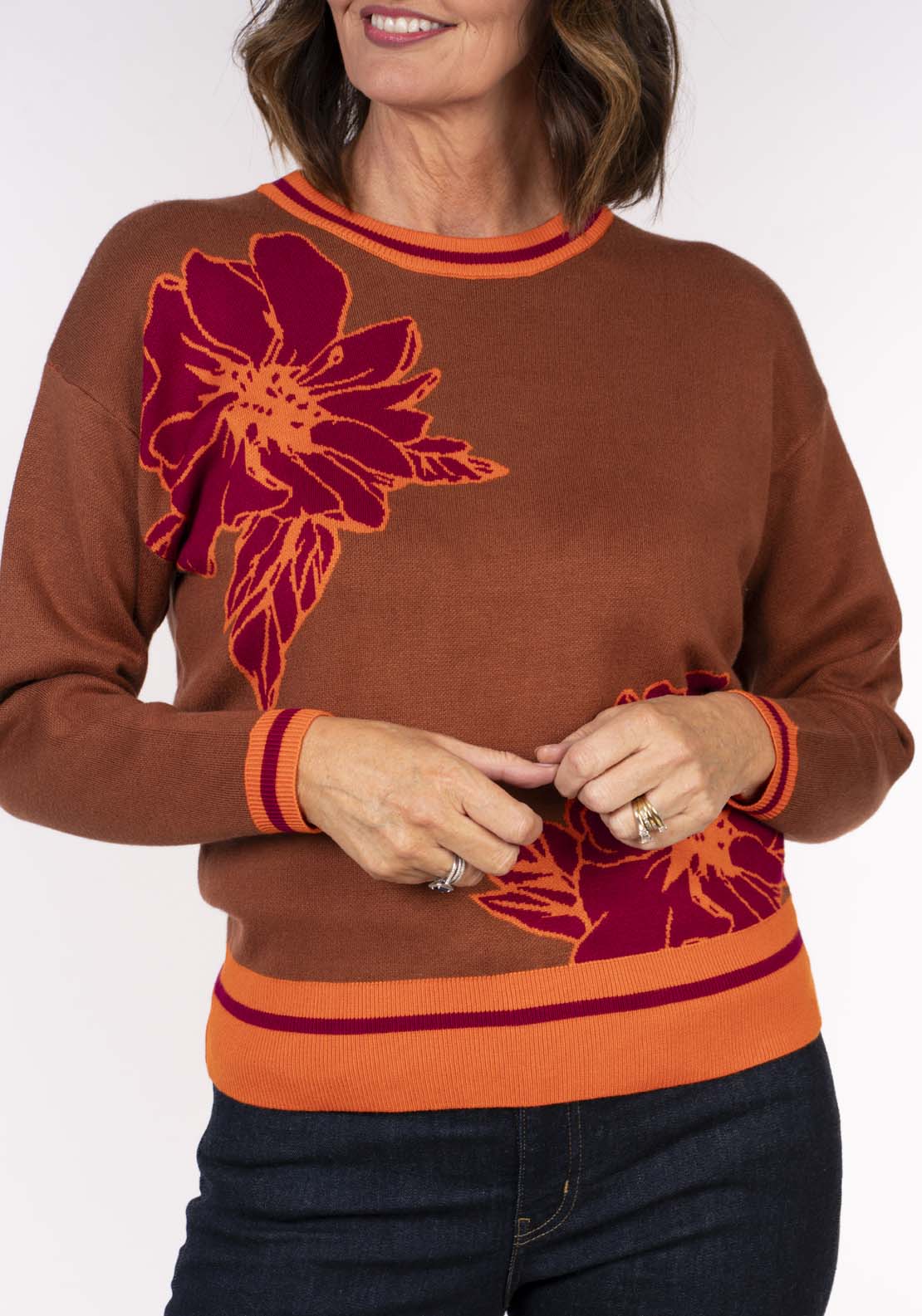 Naoise Modal Floral Sweater - Pattern 4 Shaws Department Stores