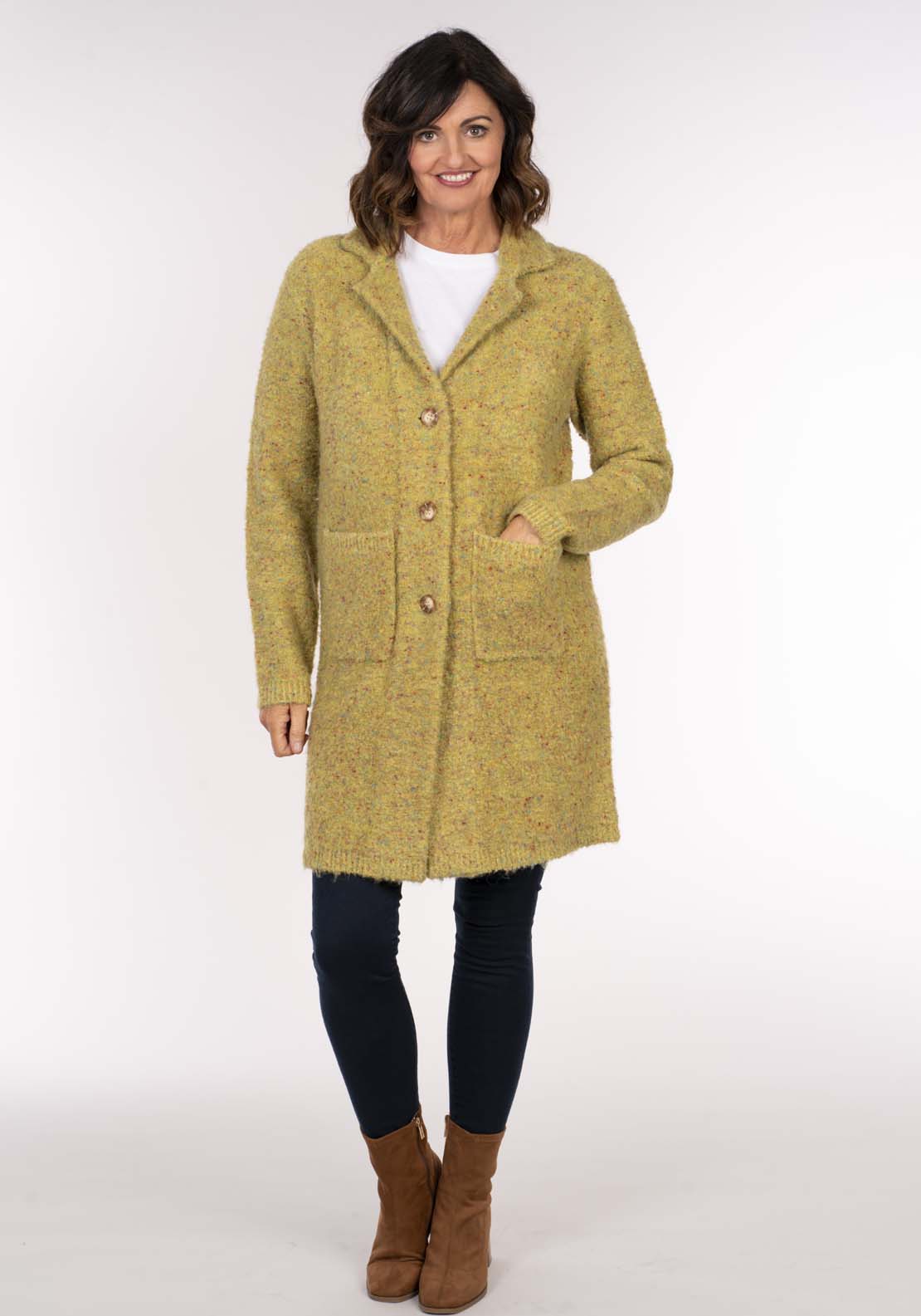 Tea Lane Boucle Coatigan - Green Boucle 6 Shaws Department Stores