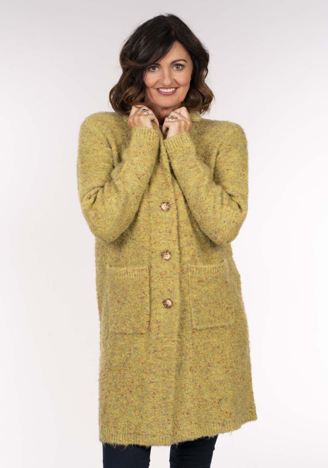 Tea Lane Boucle Coatigan - Green Boucle 2 Shaws Department Stores