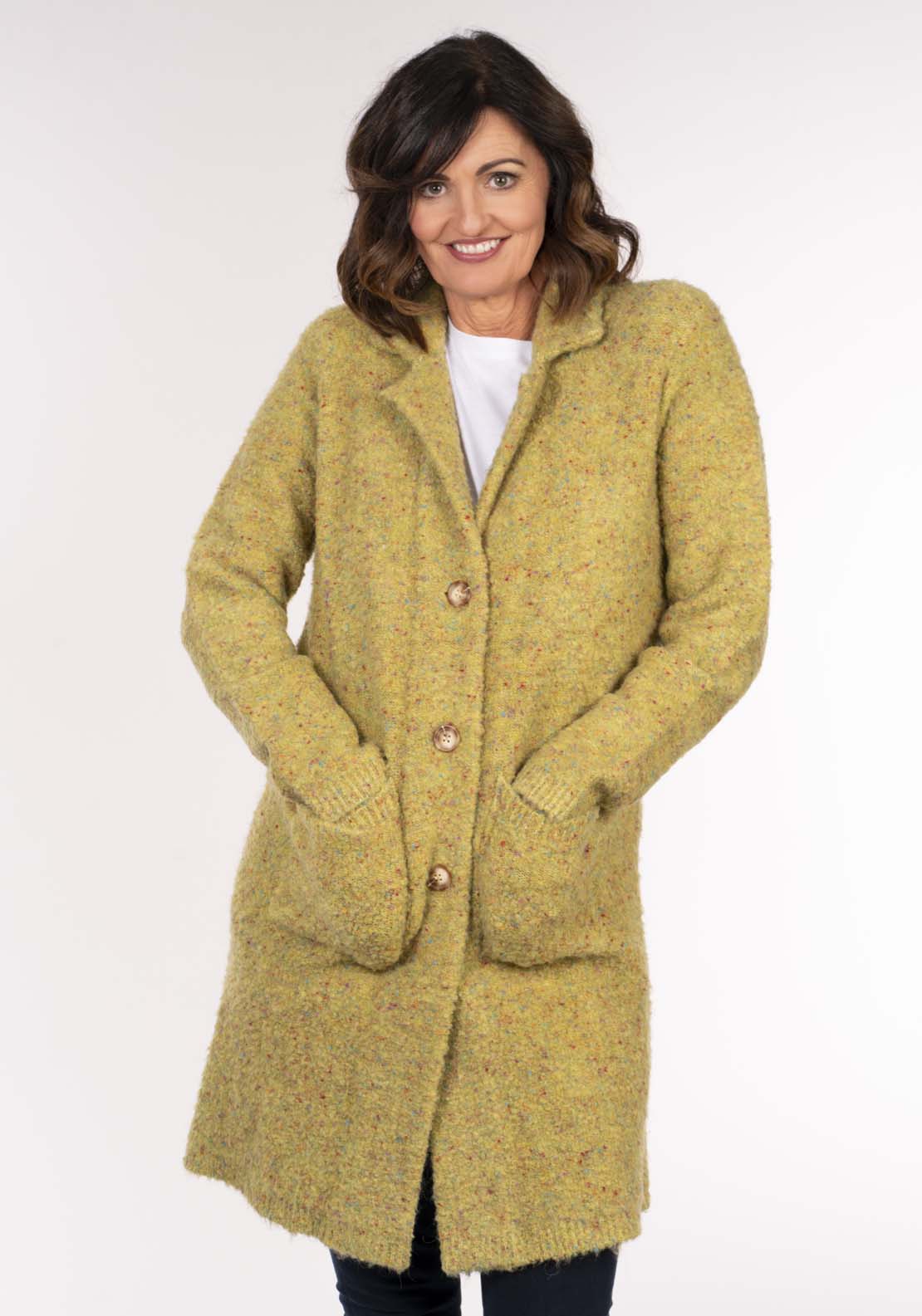 Tea Lane Boucle Coatigan - Green Boucle 5 Shaws Department Stores