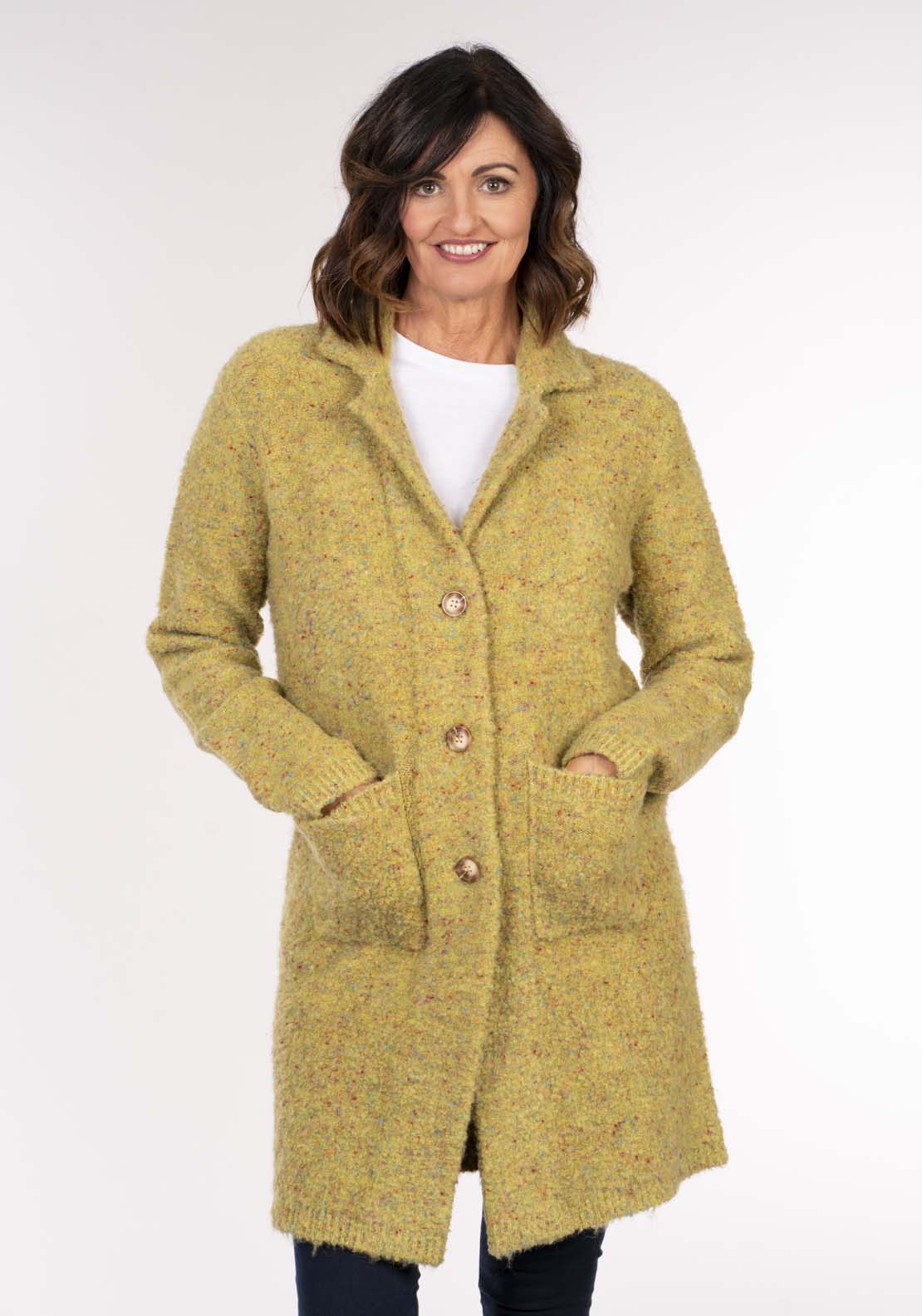 Tea Lane Boucle Coatigan - Green Boucle 1 Shaws Department Stores