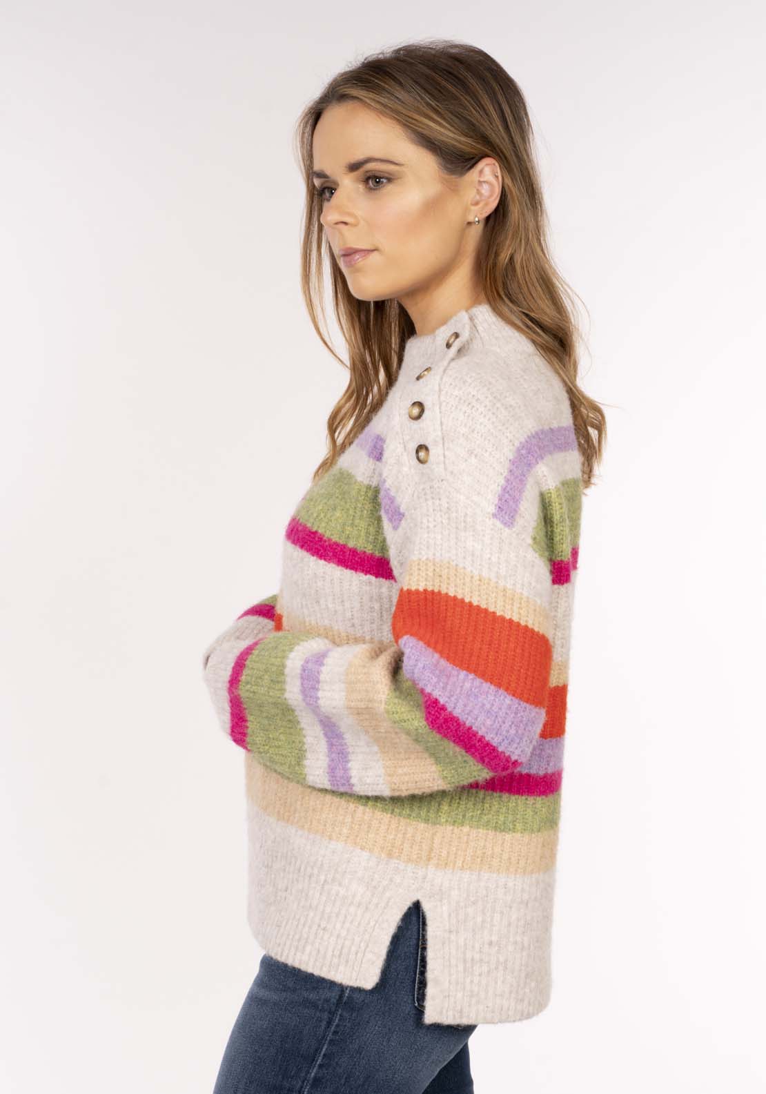 Naoise Stripe Btn Shoulder Shoulder - Multi 2 Shaws Department Stores