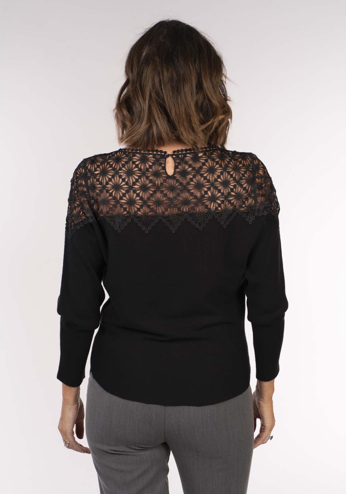 Tea Lane Beaded Yoke Sweater - Black 5 Shaws Department Stores