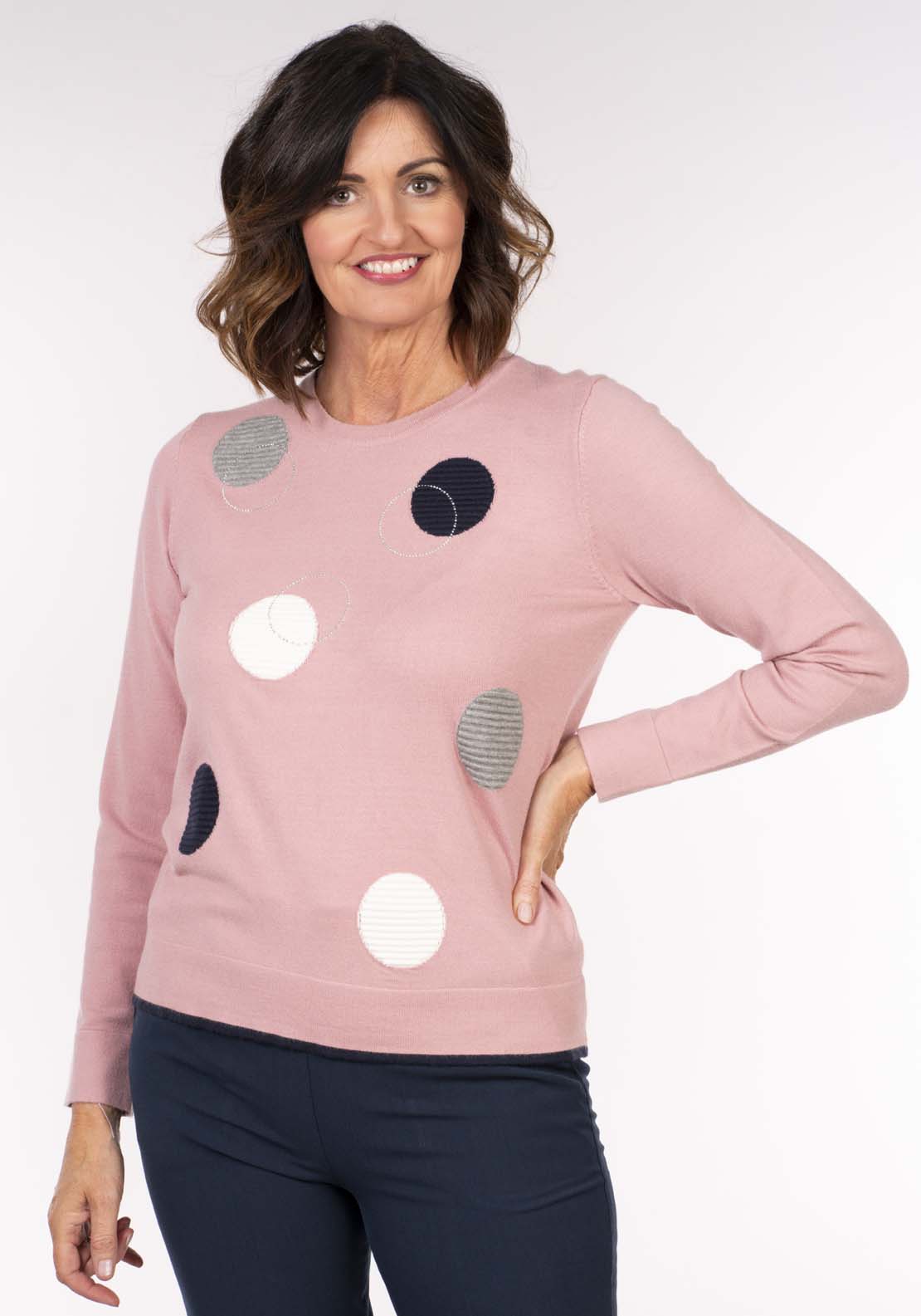 Tea Lane Rib Spot Sweater - Pink 2 Shaws Department Stores