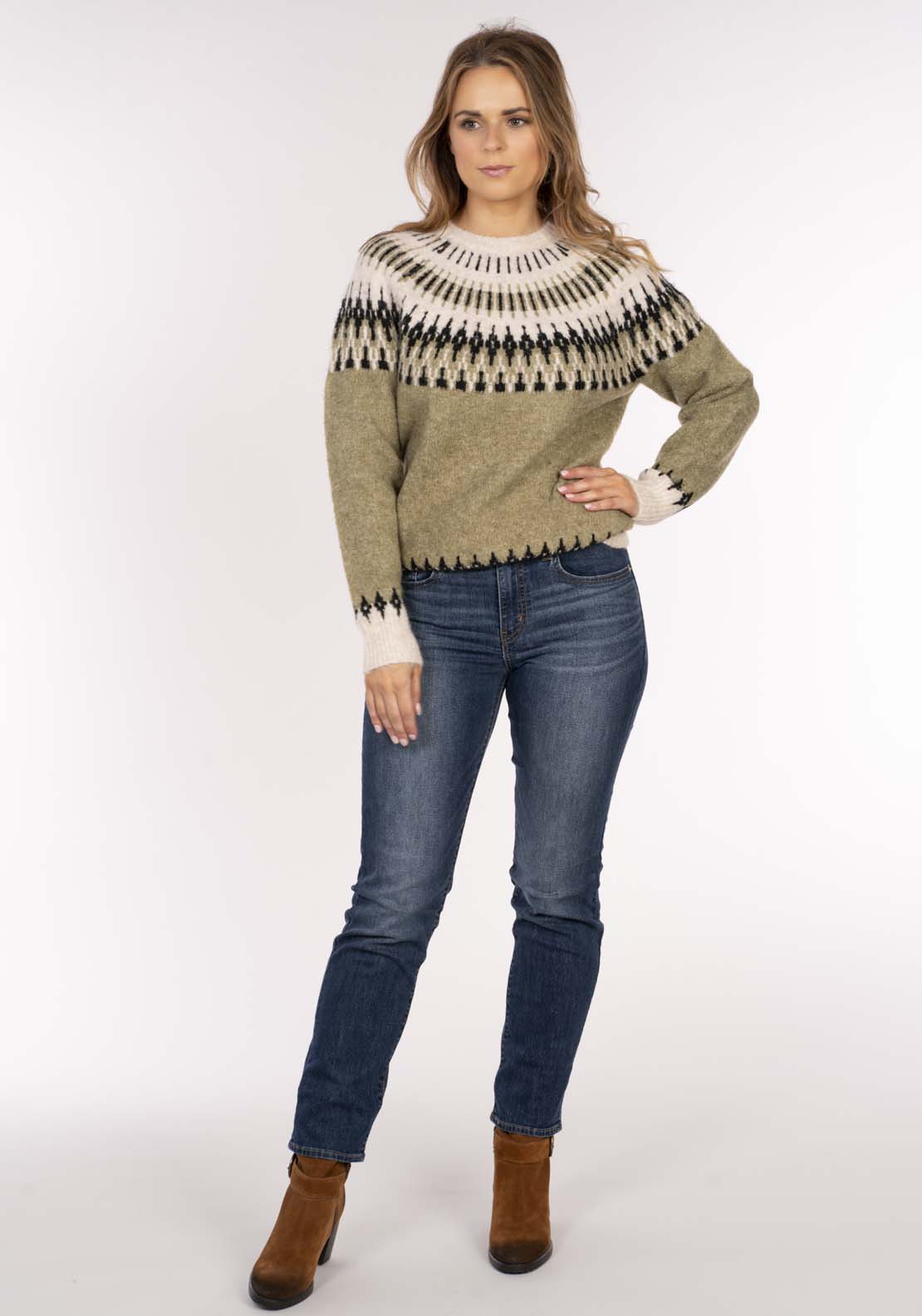 Naoise Fairisle Sweater - Green 6 Shaws Department Stores