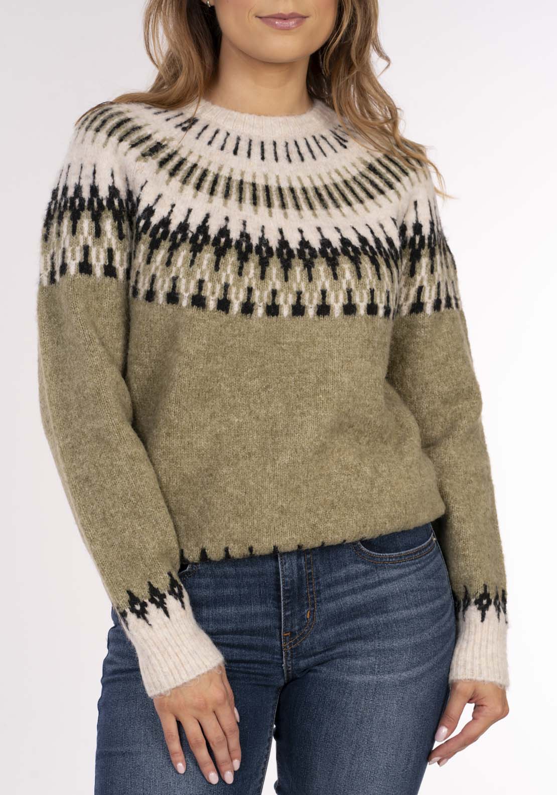 Naoise Fairisle Sweater - Green 4 Shaws Department Stores