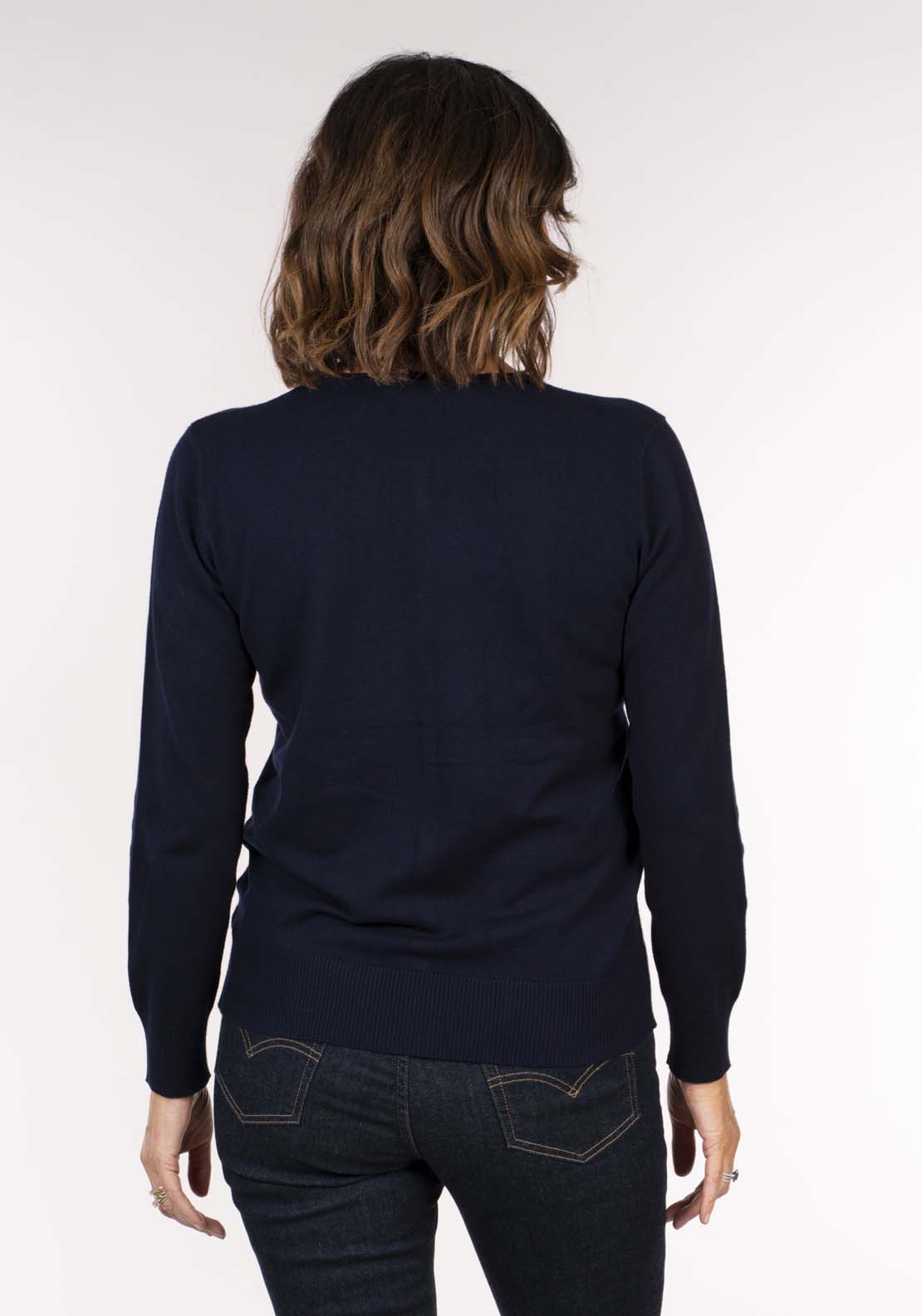 Tea Lane Novelty Button Sweater - Navy 7 Shaws Department Stores