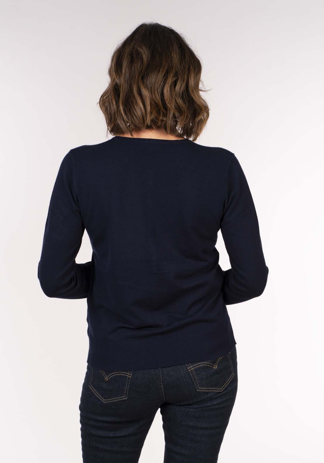 Tea Lane Novelty Button Sweater - Navy 4 Shaws Department Stores