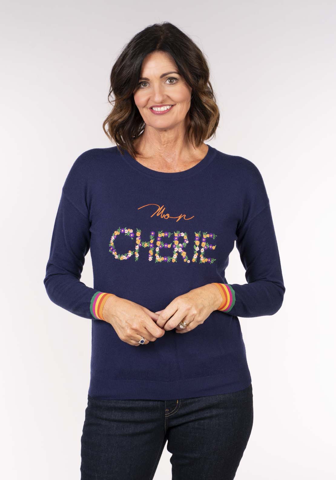 Tea Lane Cherry Sweater - Navy 1 Shaws Department Stores
