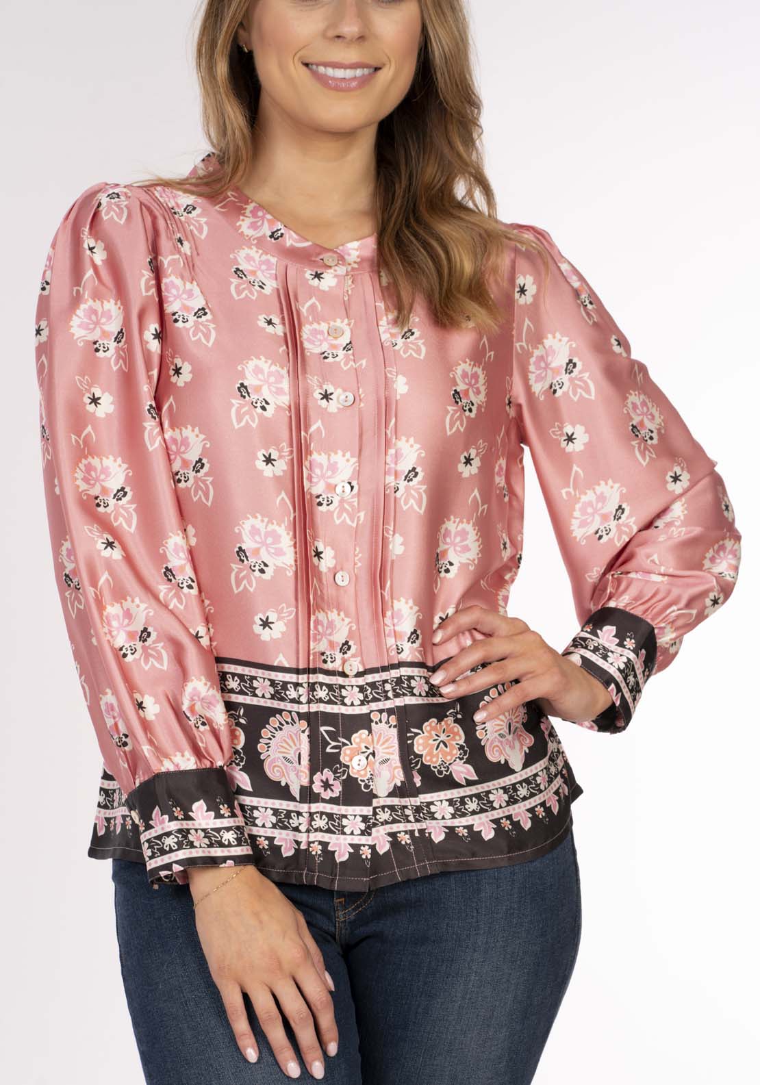 Naoise Border Paisley - Pink Black 3 Shaws Department Stores