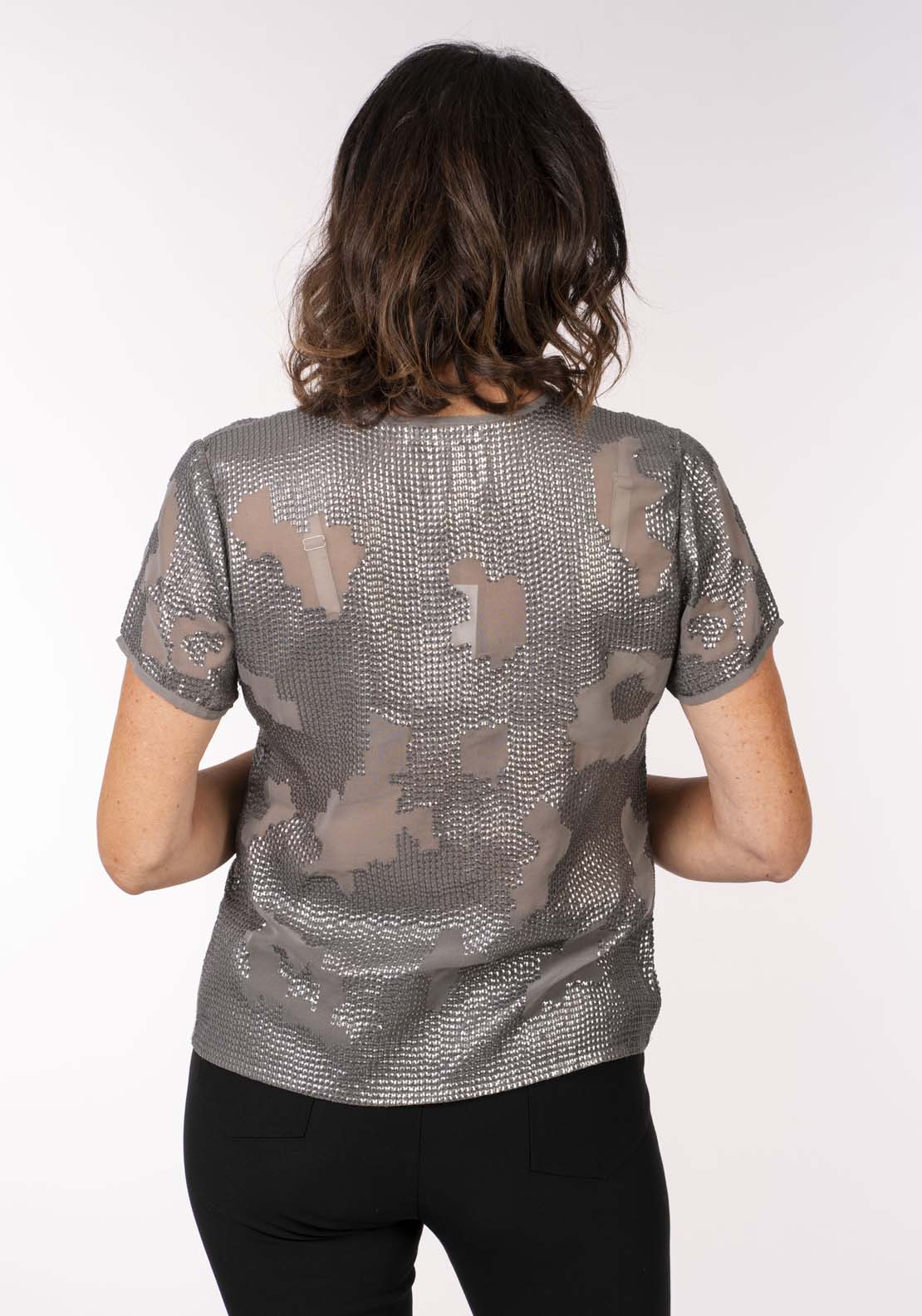 Naoise Sequin Detail Top - Grey 3 Shaws Department Stores