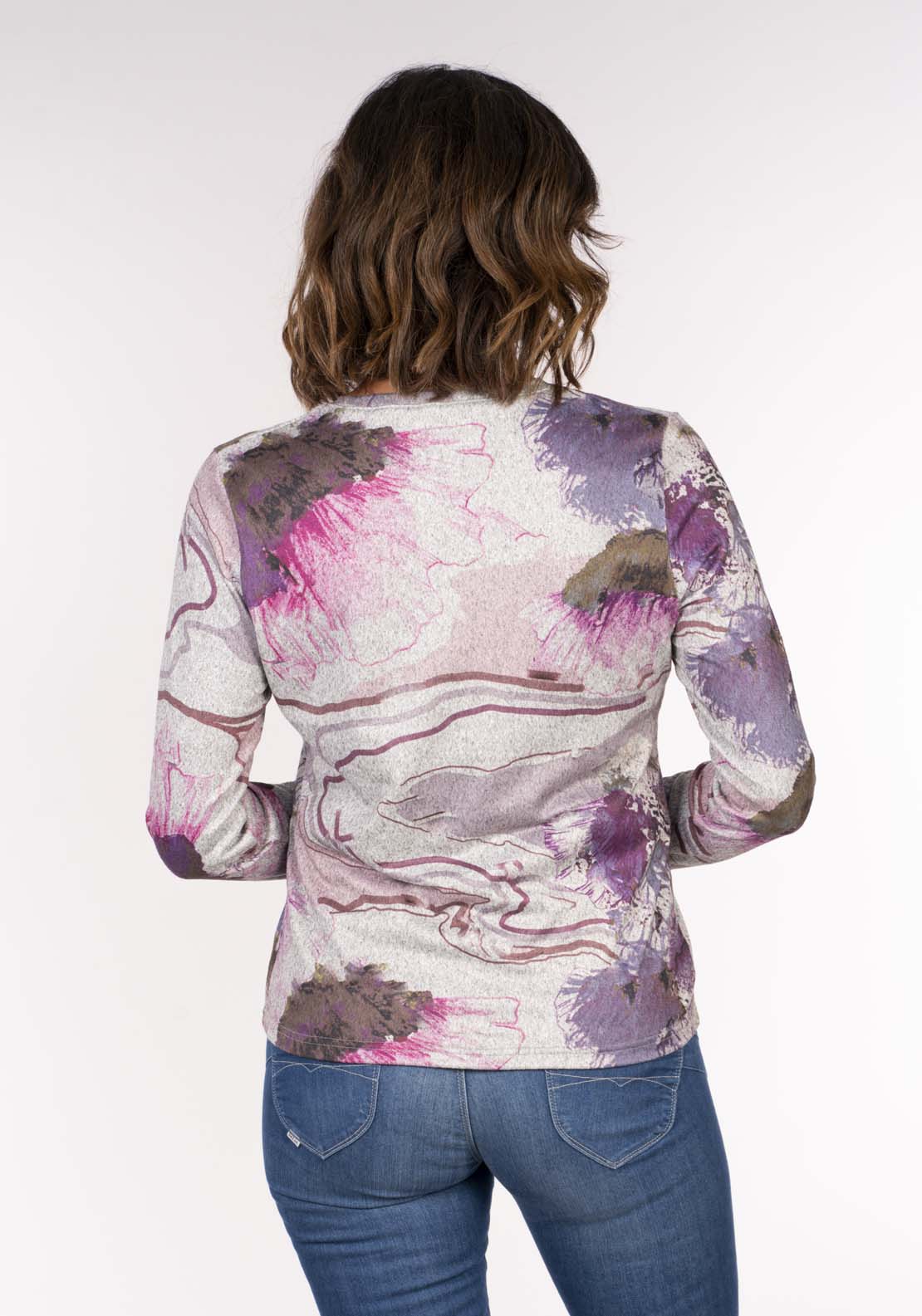 Tea Lane Marble Print Warm Top - Purple 4 Shaws Department Stores