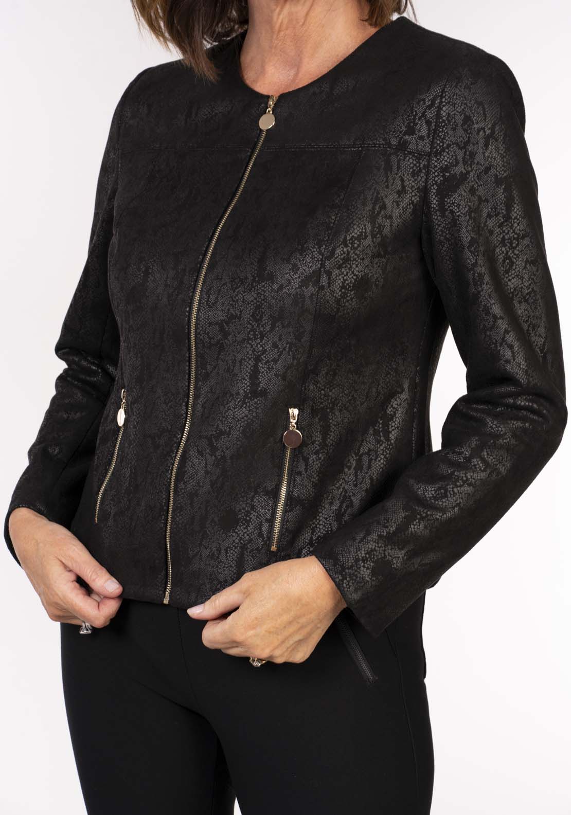 Tea Lane Snake Zip Pu Jacket - Black 5 Shaws Department Stores