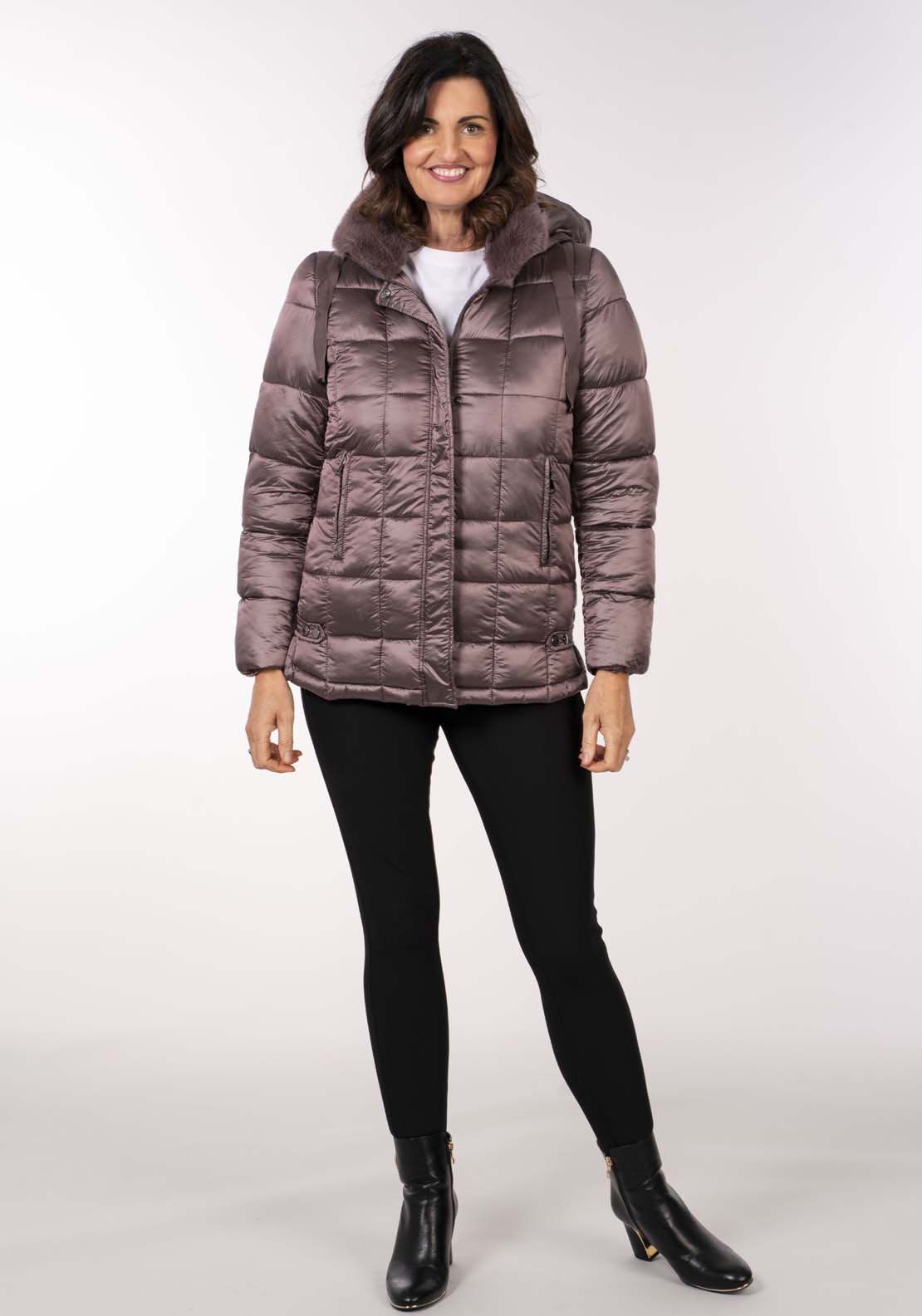 Tea Lane Square Pad Jacket - Shiny Petrol 6 Shaws Department Stores