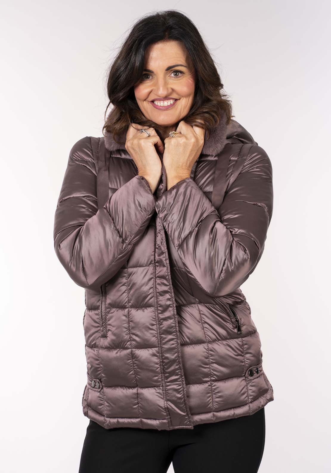Tea Lane Square Pad Jacket - Shiny Petrol 3 Shaws Department Stores