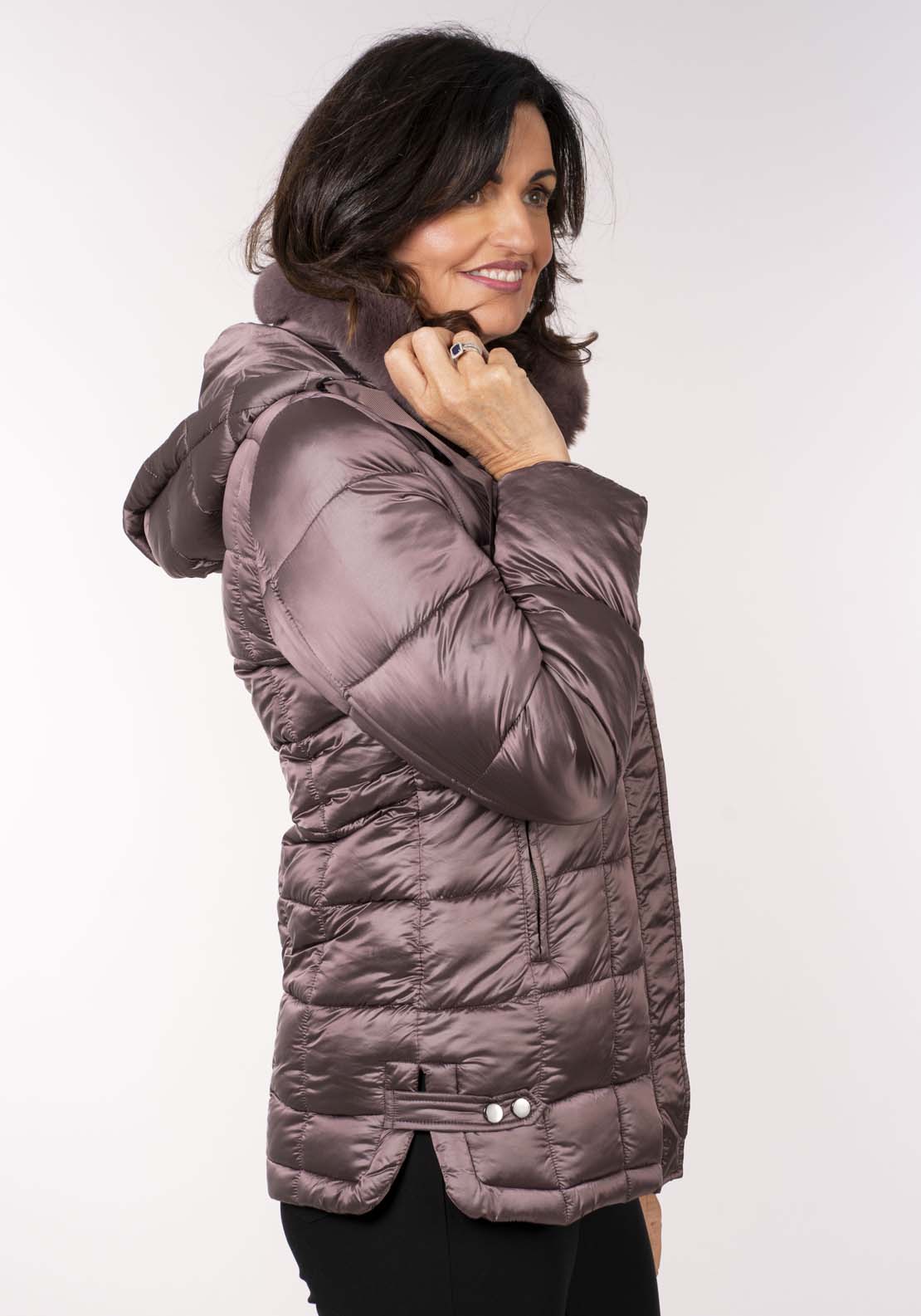 Tea Lane Square Pad Jacket - Shiny Petrol 2 Shaws Department Stores