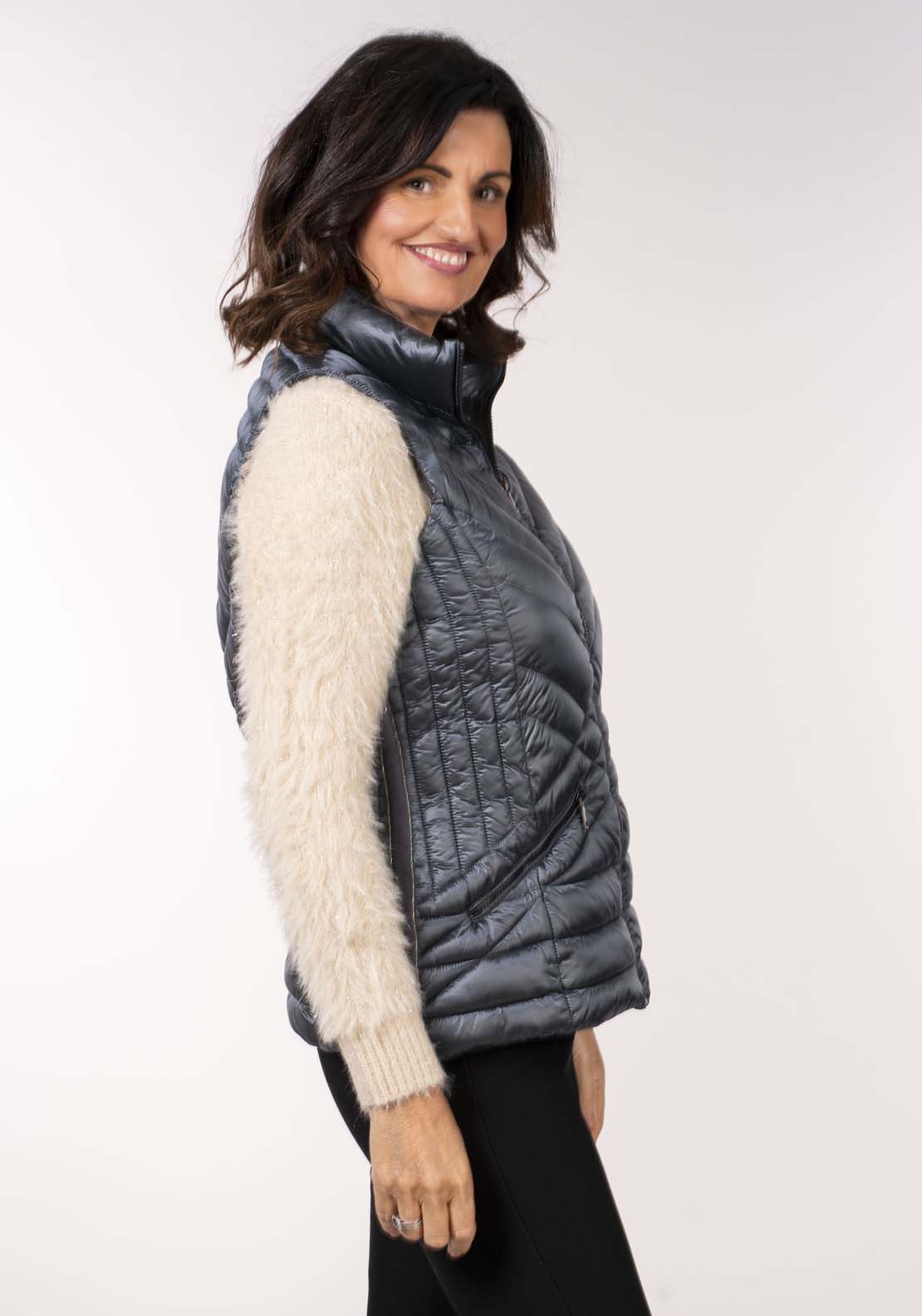 Tea Lane Padded Gilet - Shiny Petrol 4 Shaws Department Stores