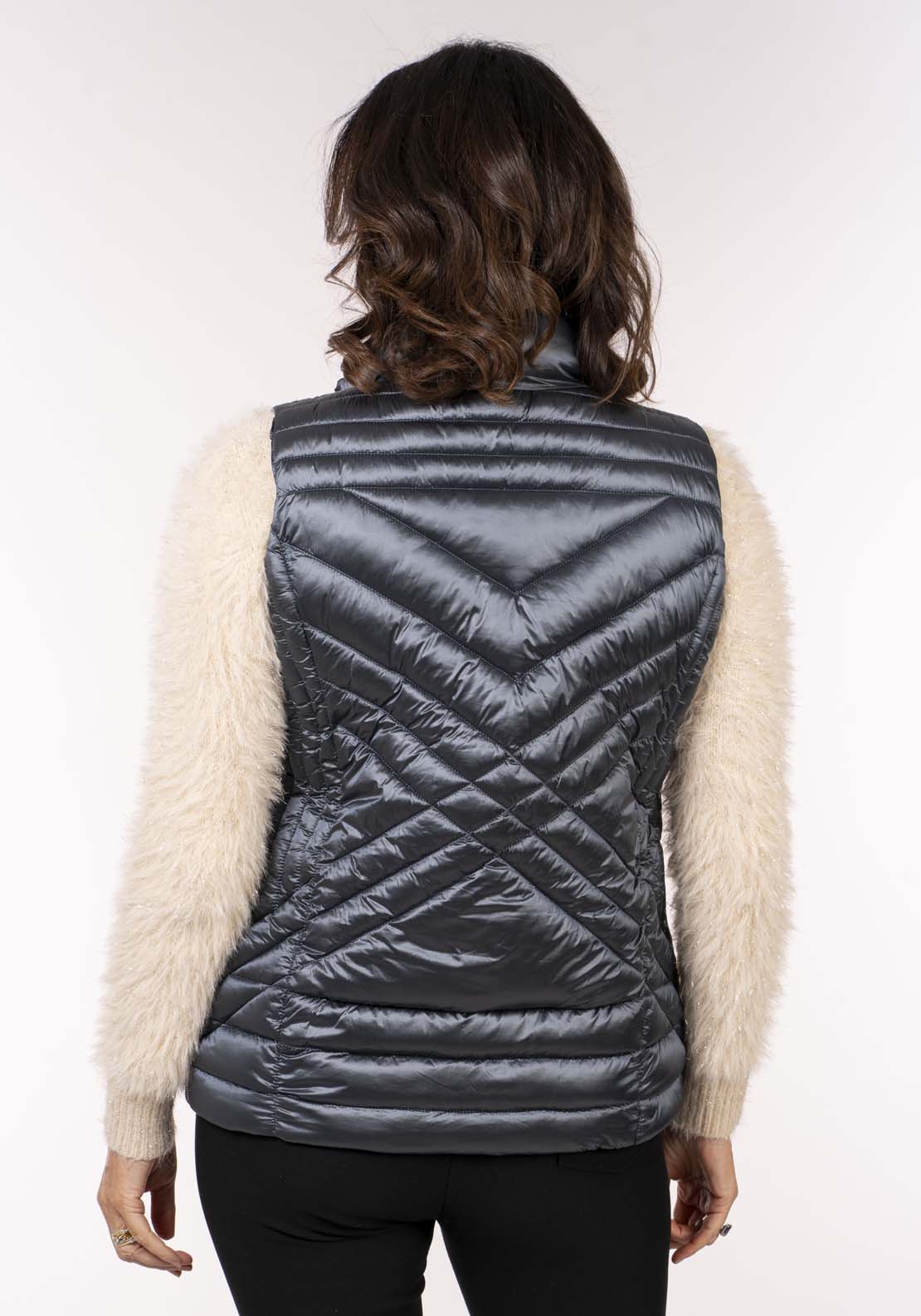 Tea Lane Padded Gilet - Shiny Petrol 6 Shaws Department Stores