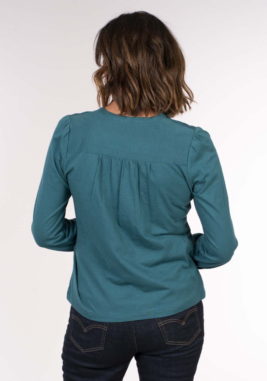 Tea Lane Embroidered Yoke Top - Blue 4 Shaws Department Stores