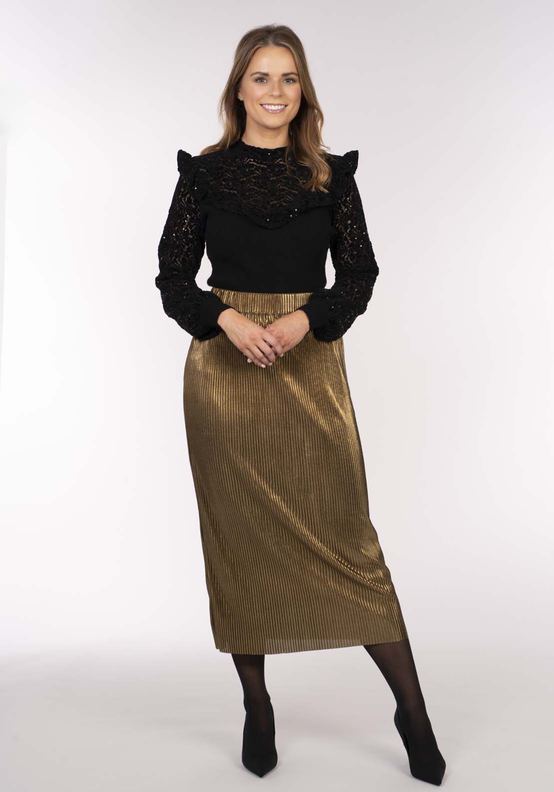 Naoise Gold Pleat Skirt - Gold 1 Shaws Department Stores