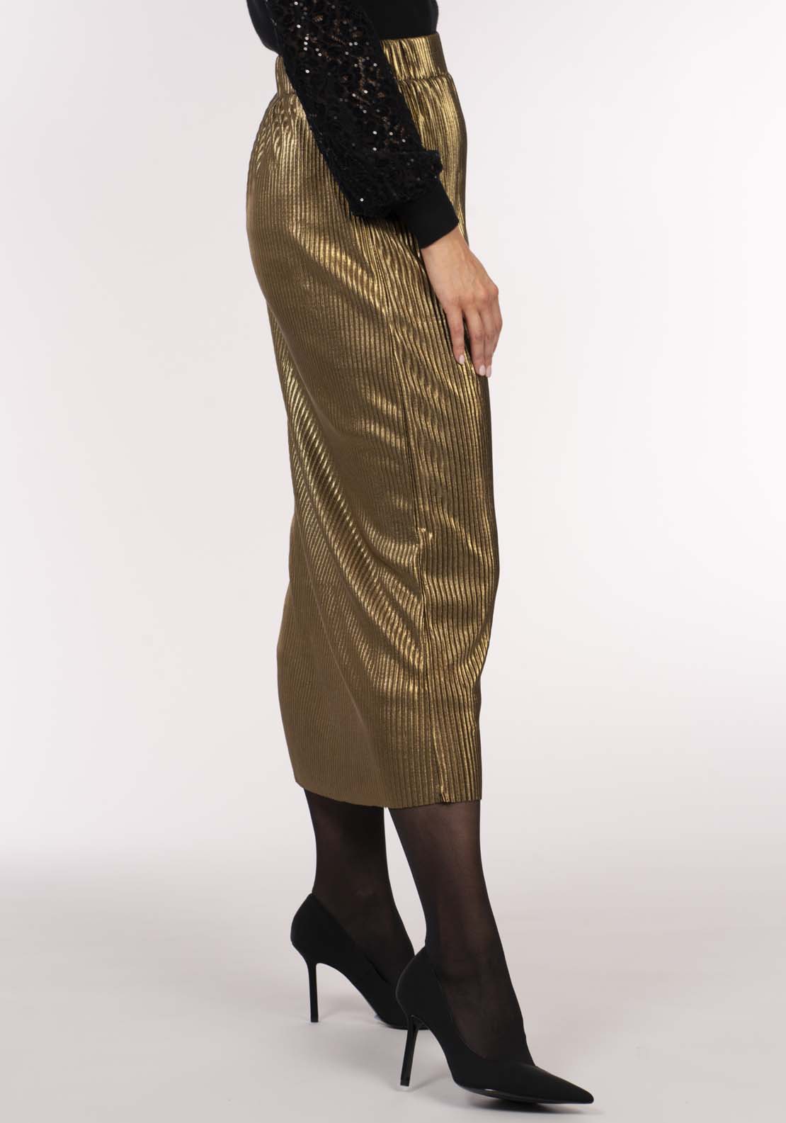 Naoise Gold Pleat Skirt - Gold 3 Shaws Department Stores