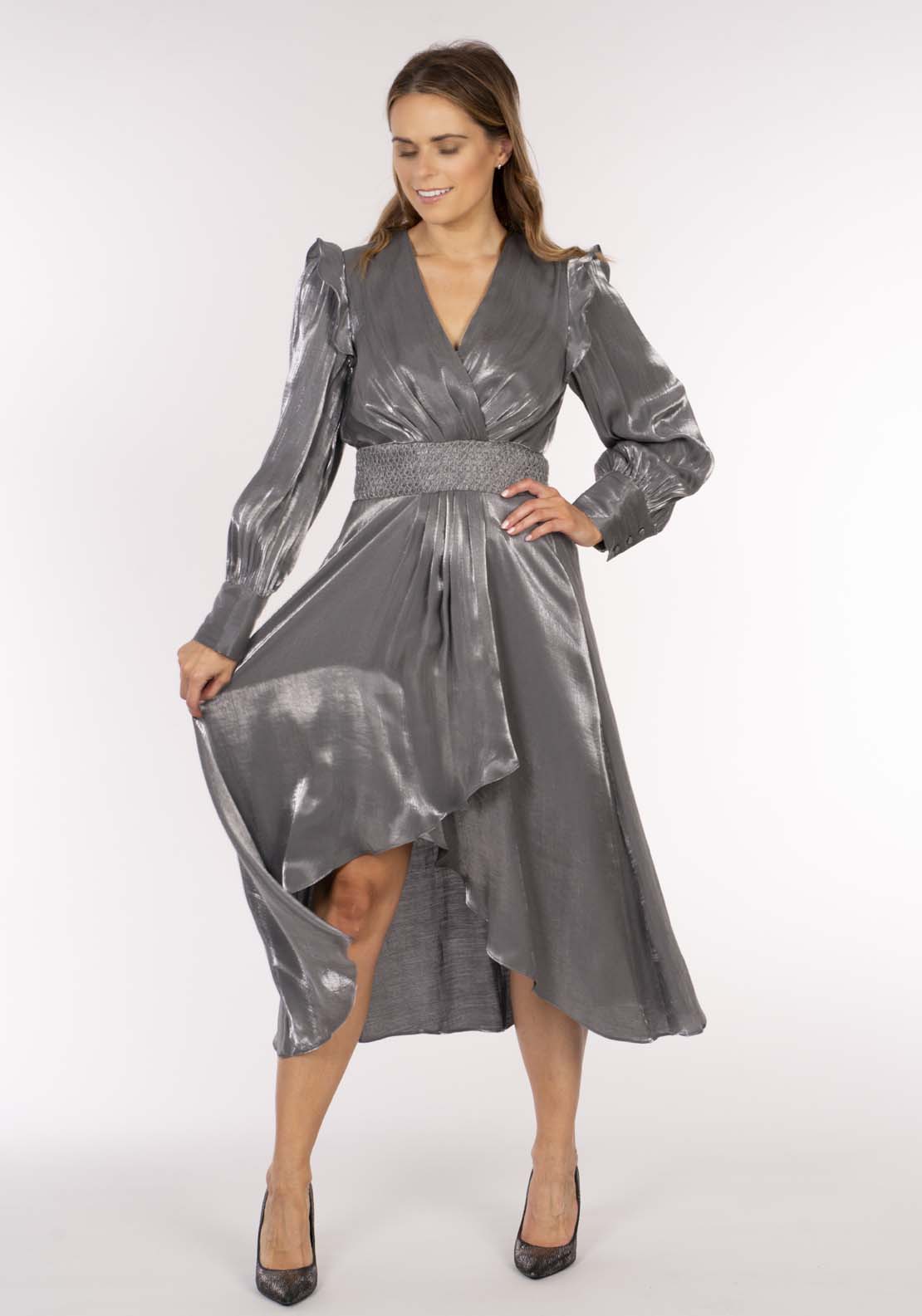 Naoise Shimmer Dress - Silver 1 Shaws Department Stores
