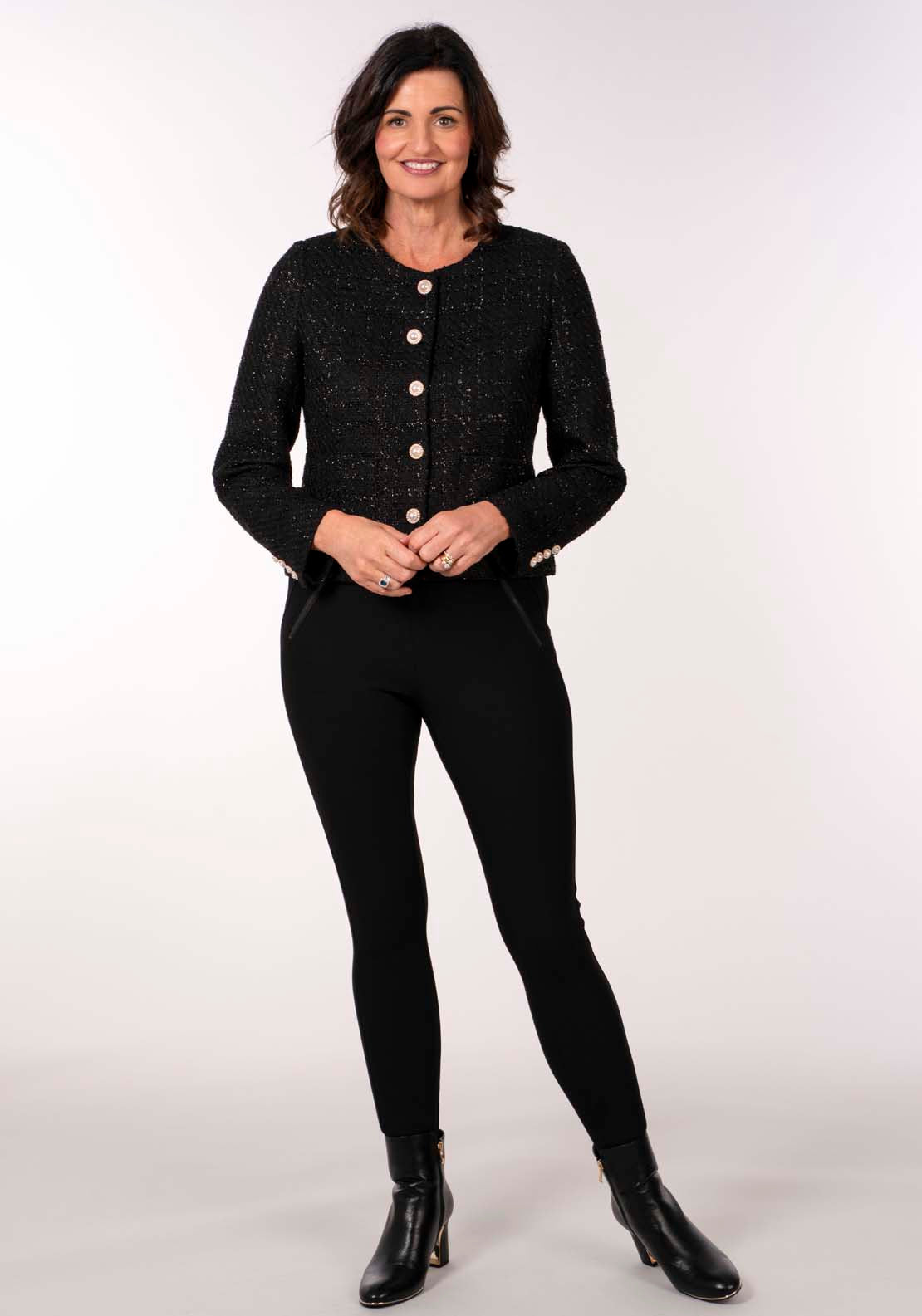 Tea Lane Boucle Blazer - Black 6 Shaws Department Stores