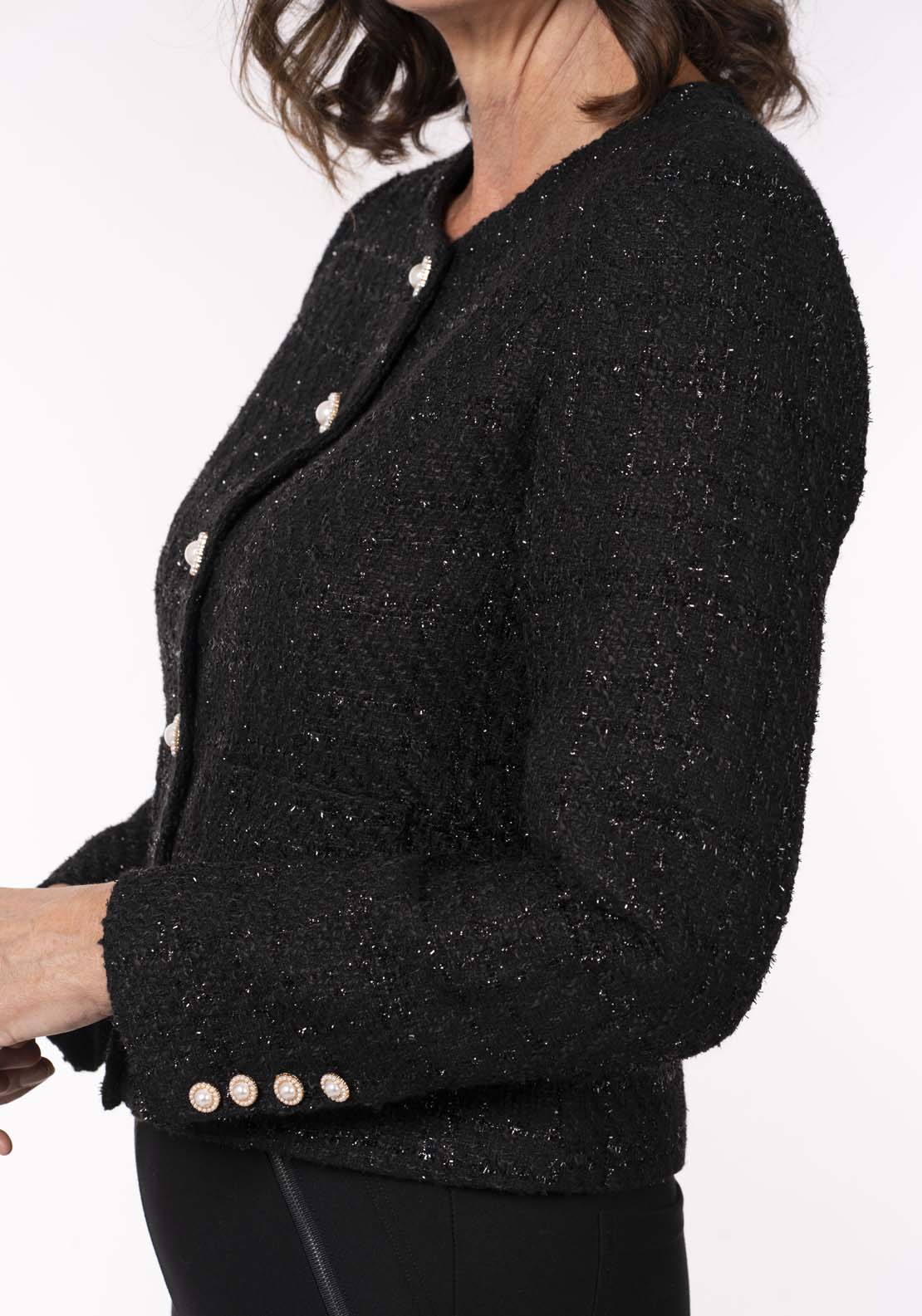 Tea Lane Boucle Blazer - Black 3 Shaws Department Stores