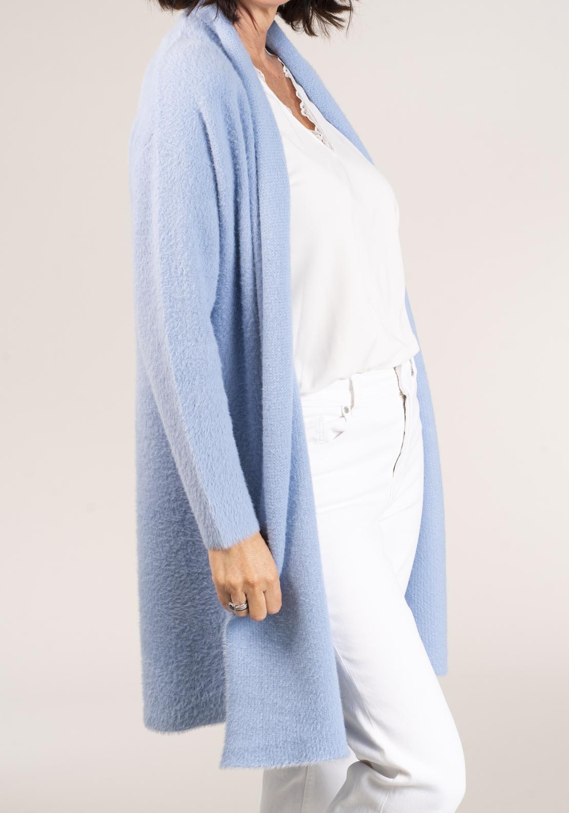 Naoise Feather Yarn Cardigan - Blue 3 Shaws Department Stores