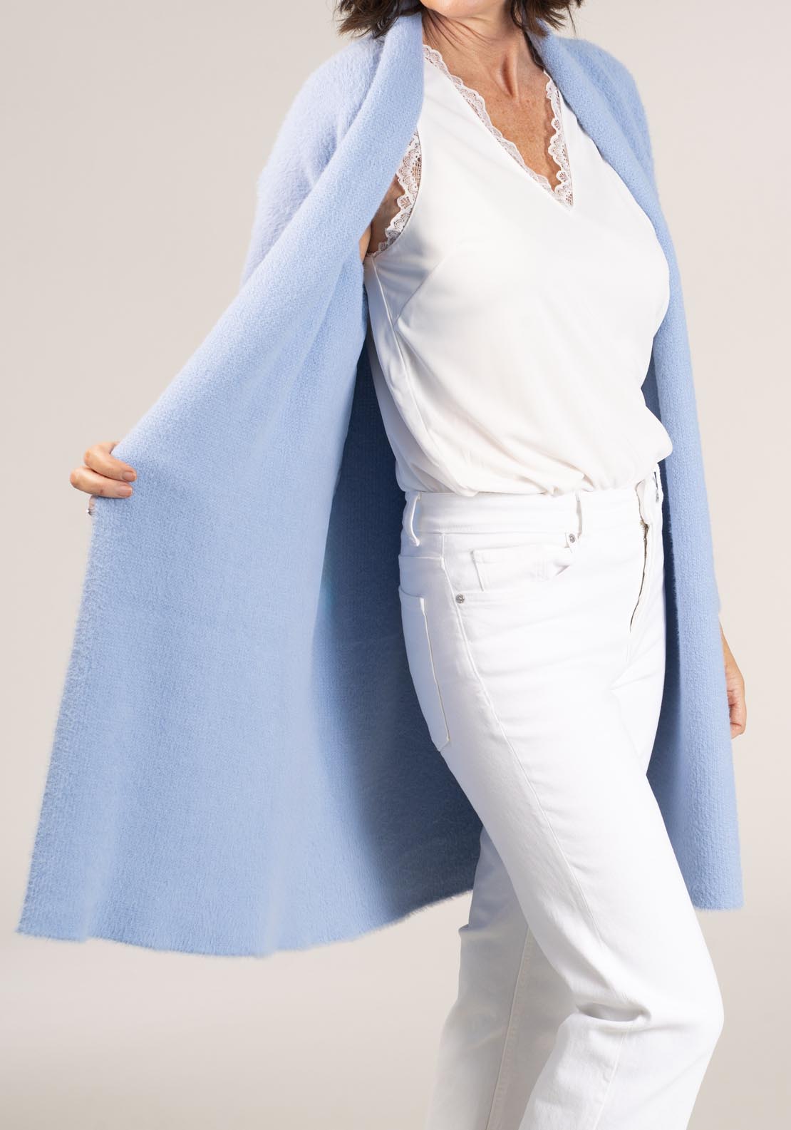 Naoise Feather Yarn Cardigan - Blue 4 Shaws Department Stores