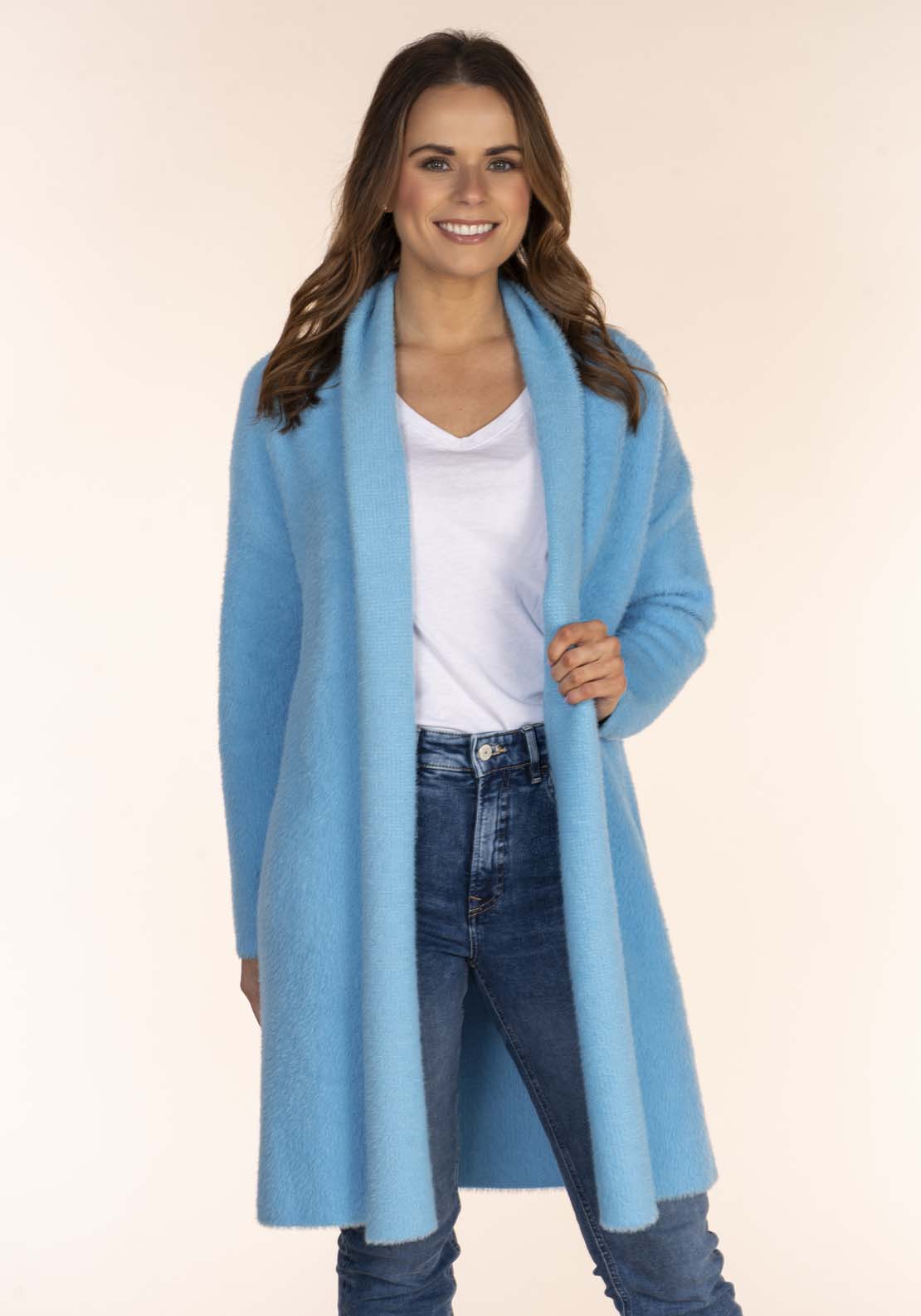 Naoise Feather Yarn Cardigan - Blue 5 Shaws Department Stores