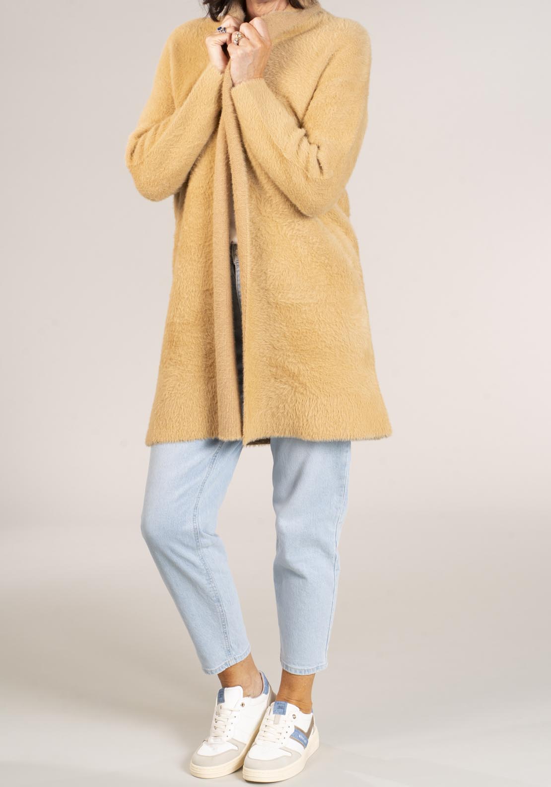 Naoise Feather Yarn Cardigan - Camel 2 Shaws Department Stores