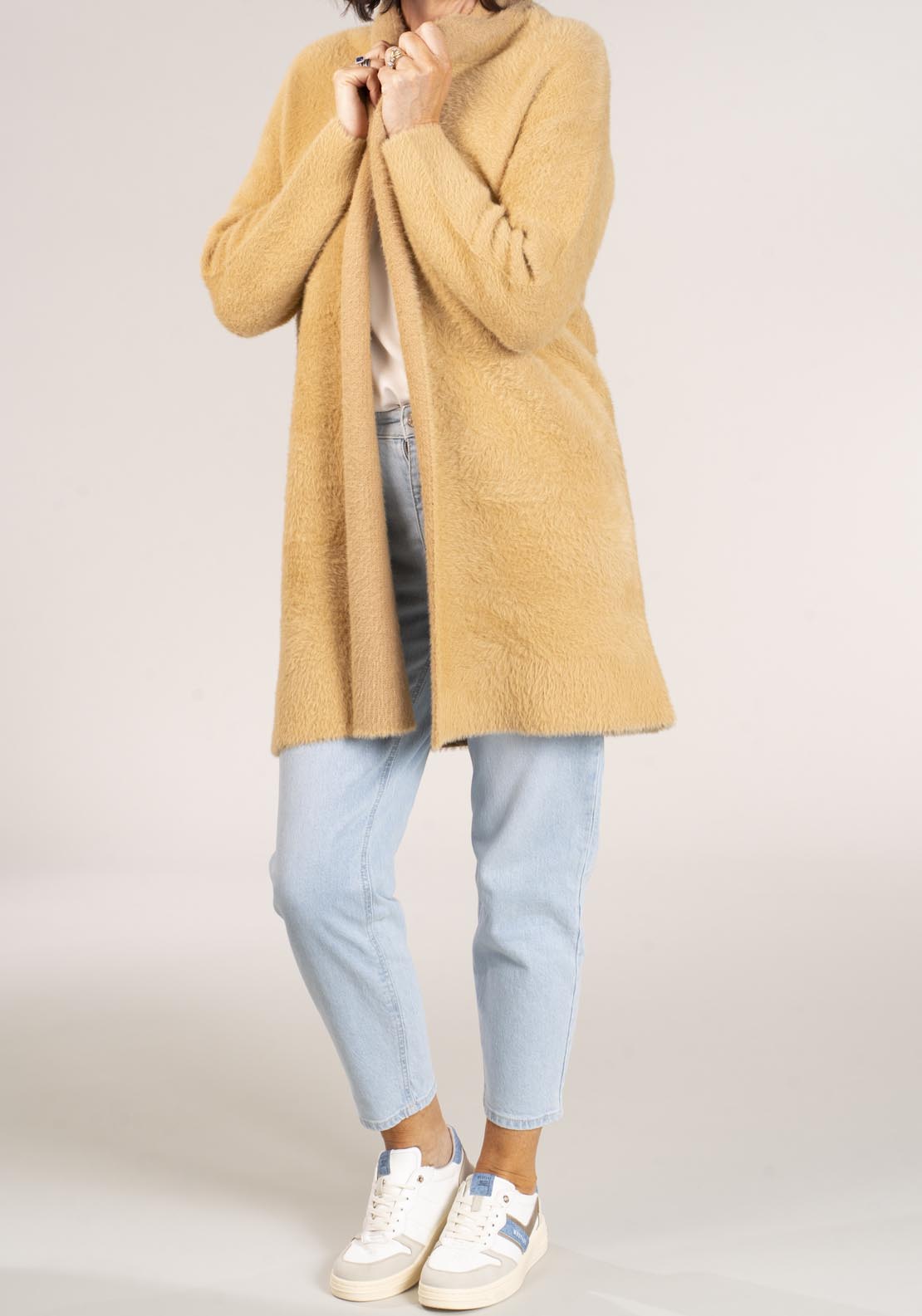 Naoise Feather Yarn Cardigan - Camel 3 Shaws Department Stores