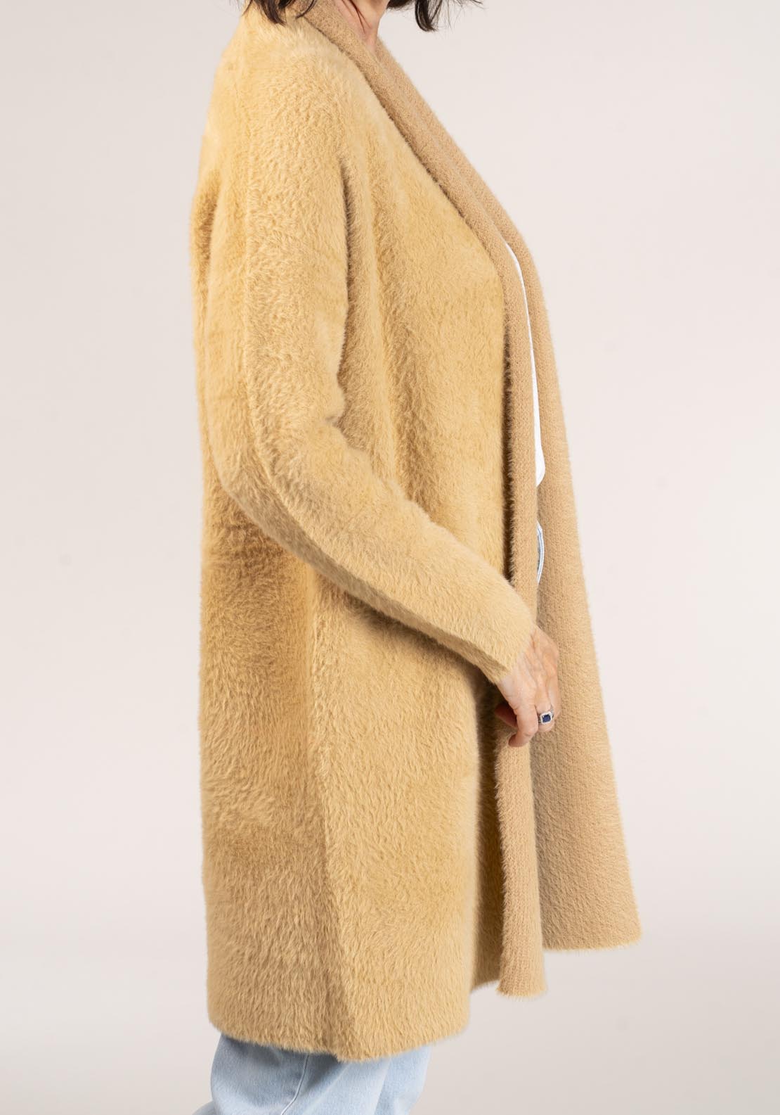 Naoise Feather Yarn Cardigan - Camel 4 Shaws Department Stores
