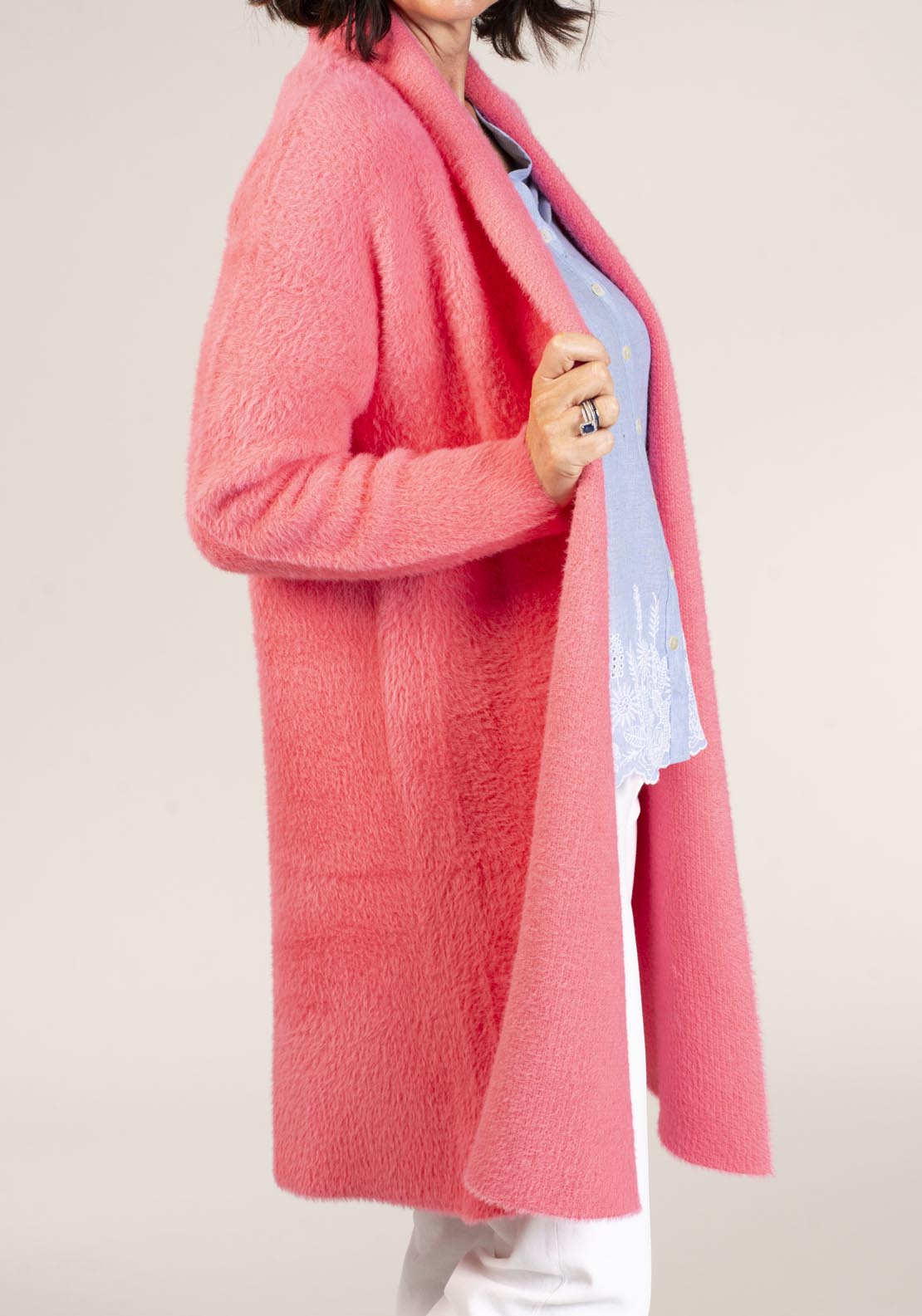 Naoise Feather Yarn Cardigan - Pink 4 Shaws Department Stores